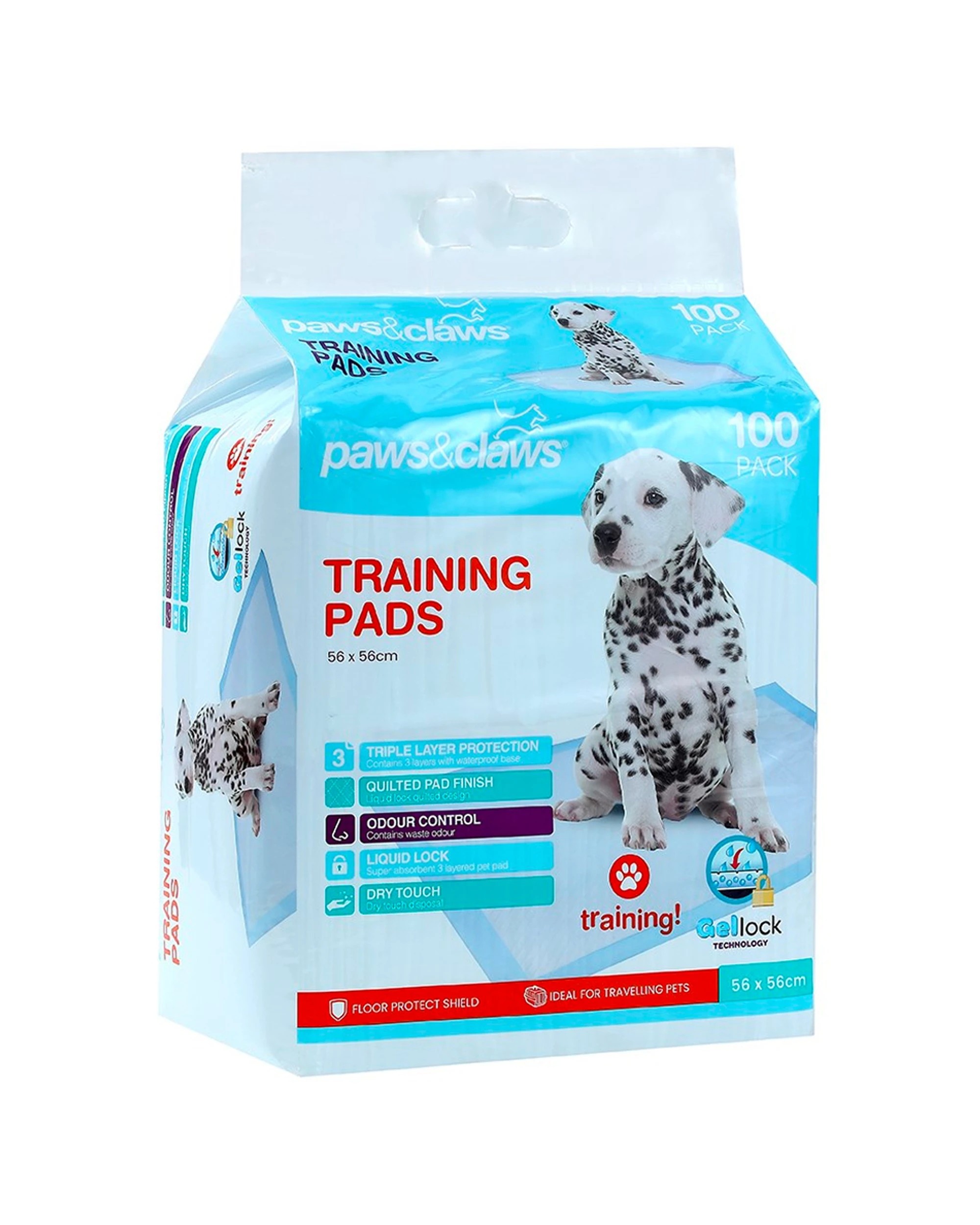 1 Paws And Claws 100pc Odour Control Absorbent Pet Training Pads 56cm X 56cm - White, 1 of 3