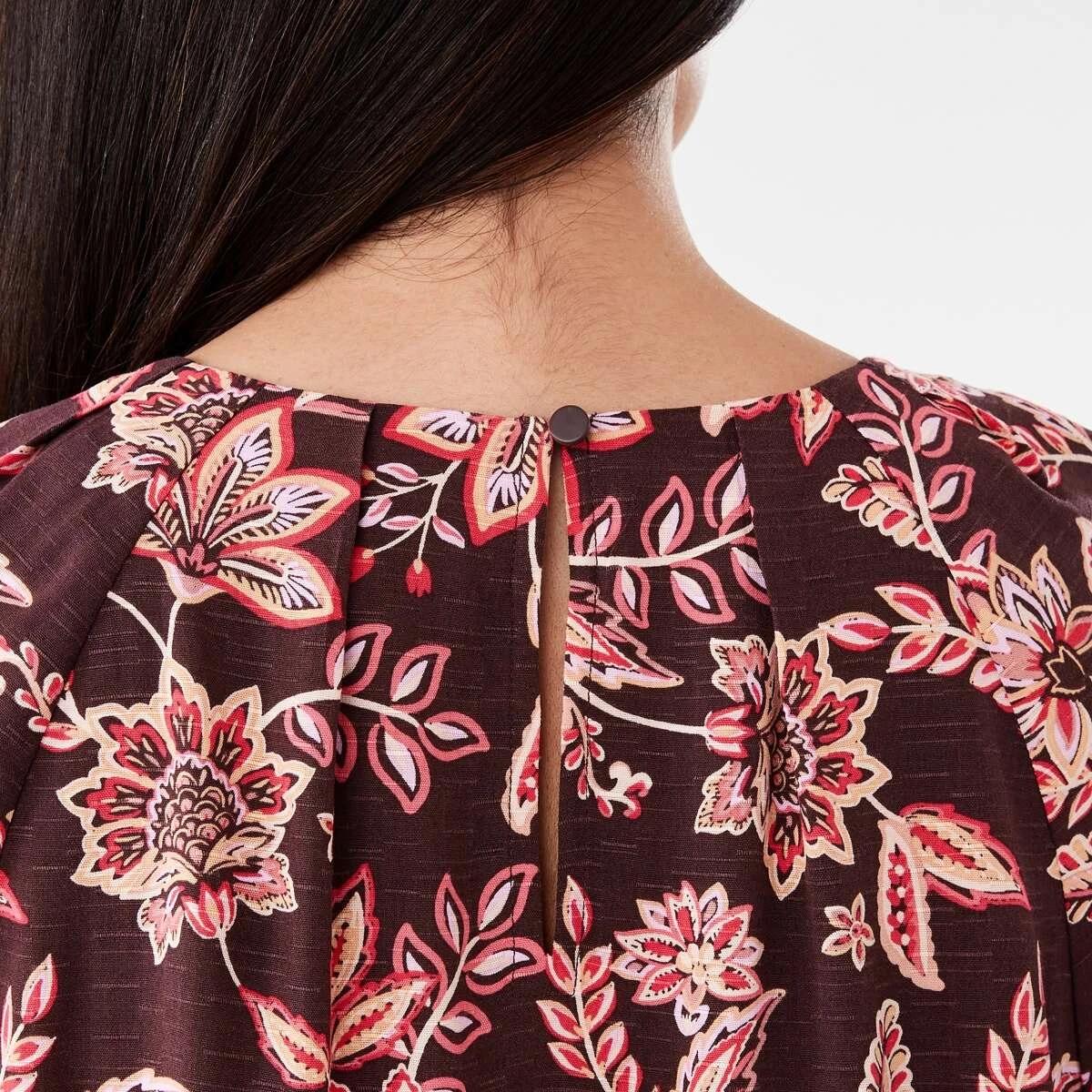6 Short Sleeve Tuck Top CHINTZ WARM MULBERRY, 6 of 6