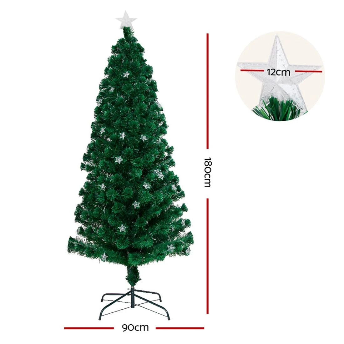 2 Jingle Jollys 1.8m Christmas Tree Optic Fibre Led Xmas Tree Durable Space Saving Modern Decor Easy Assembly
 - green, 2 of 8