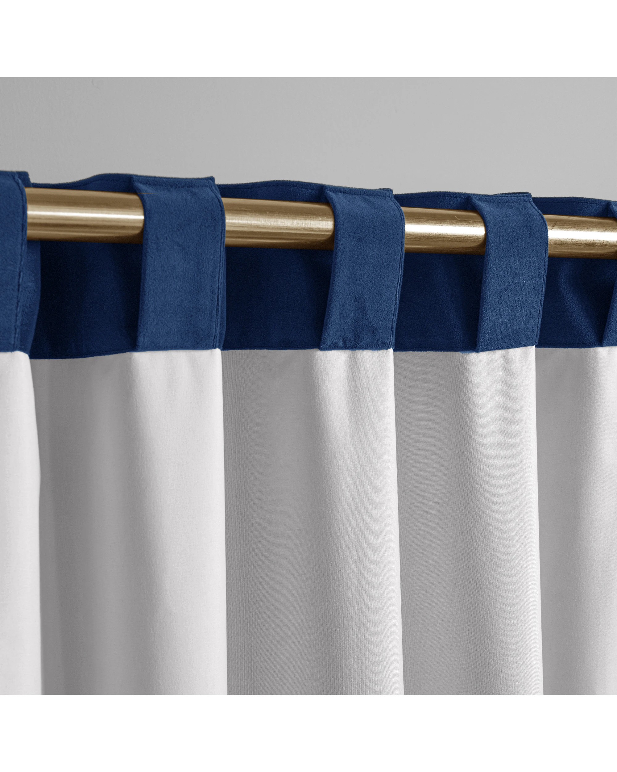 3 Cadence & Co. Byron Matte Velvet 100% Blockout Concealed Tab Top Curtain Twin Pack 225x223cm - Ocean Blue, 3 of 6