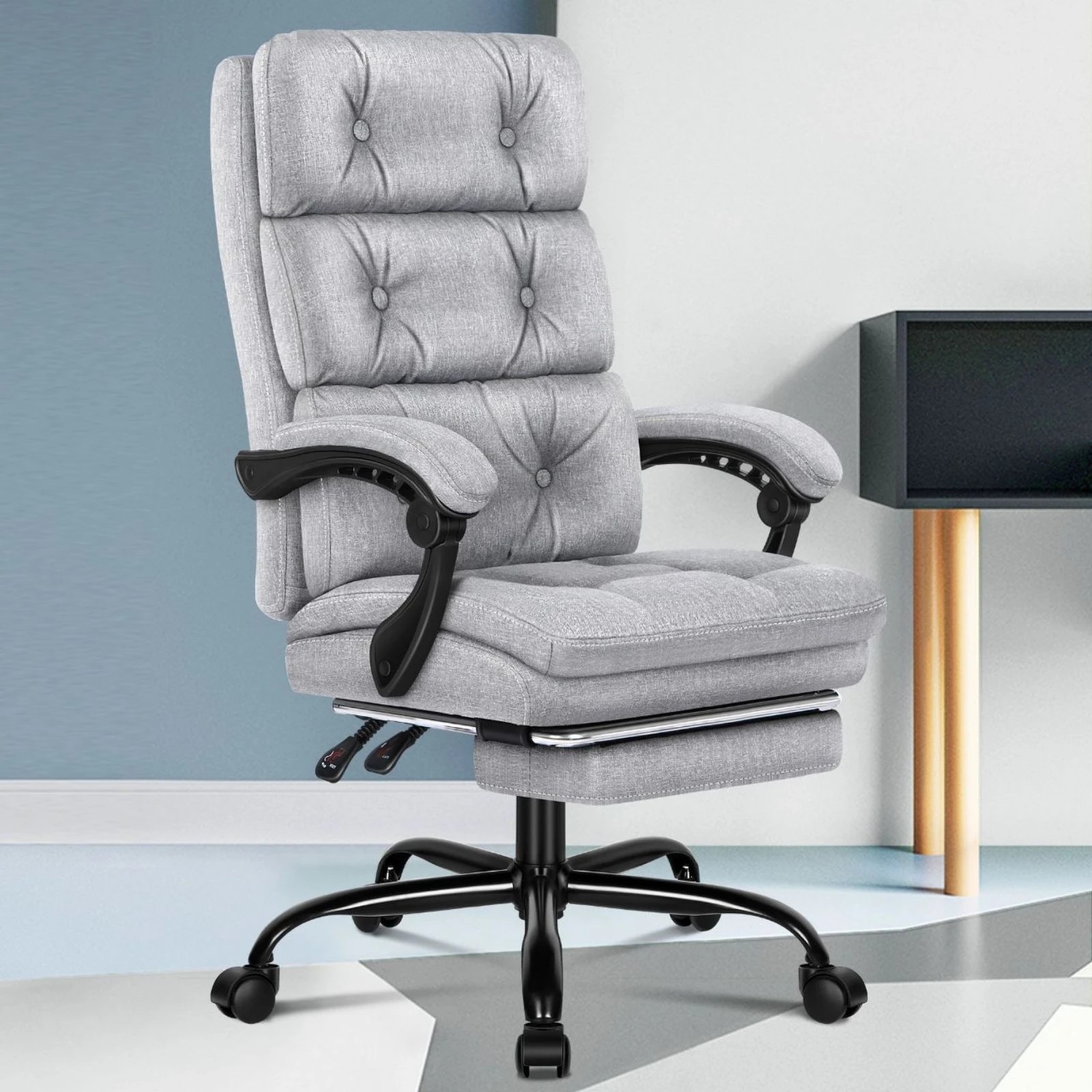 10 Alfordson Office Chair Executive Computer Fabric Work Seat Recliner Gaming - Grey, 10 of 10