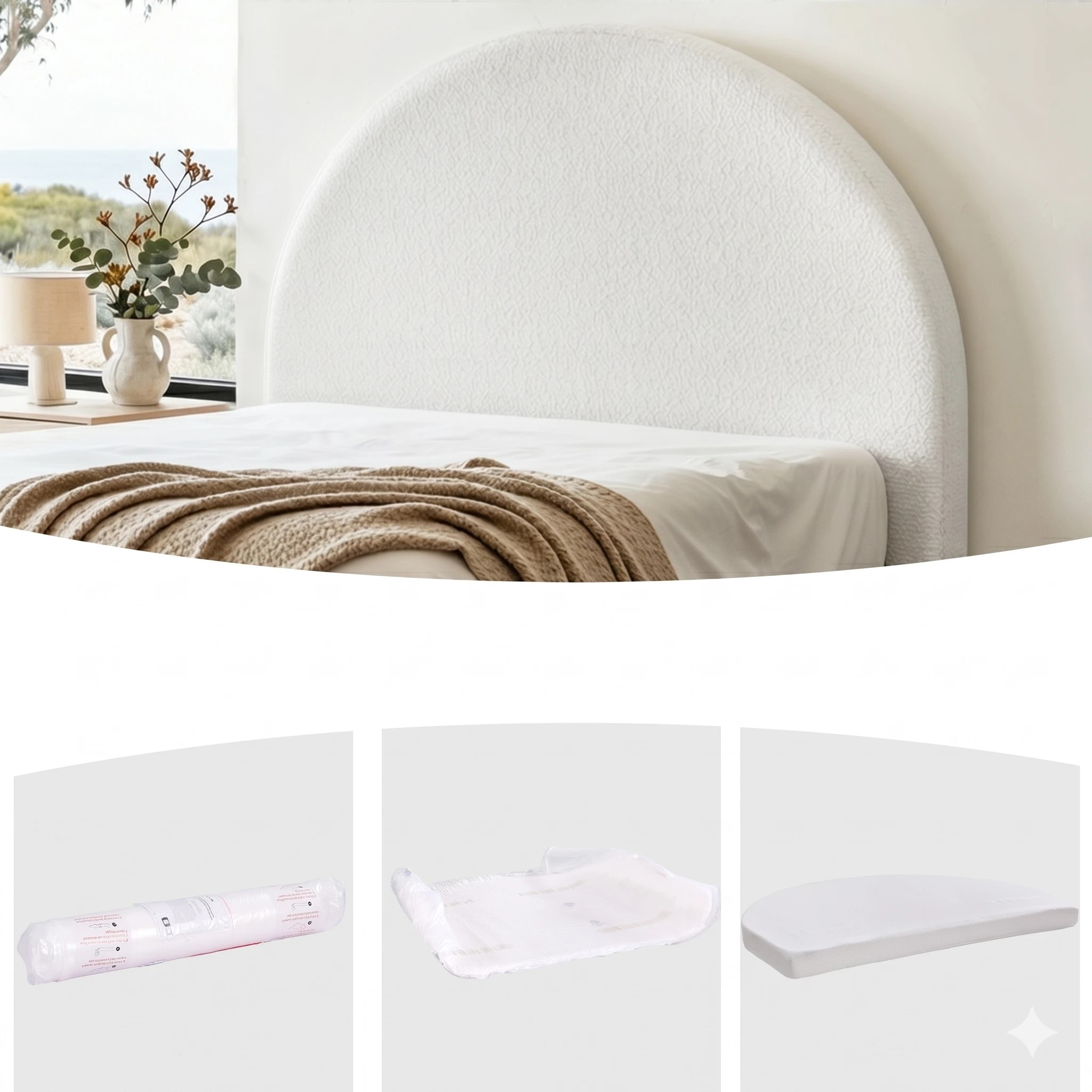 4 Artiss Queen Size Headboard for Bed Frame with Removable Washable Cover - White, 4 of 7