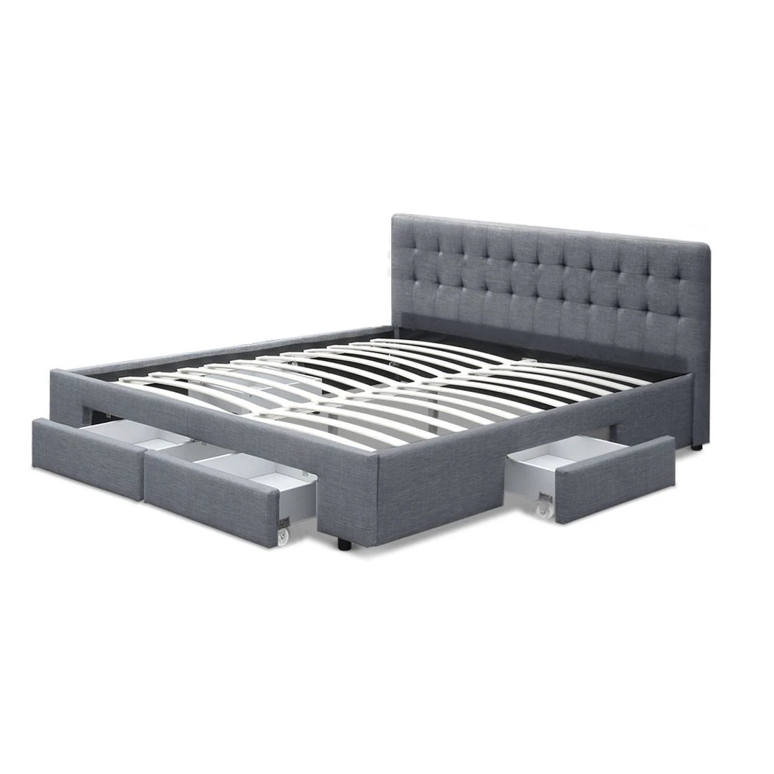 4 Artiss Bed Frame King Size with 4 Drawers  AVIO - Grey, 4 of 8