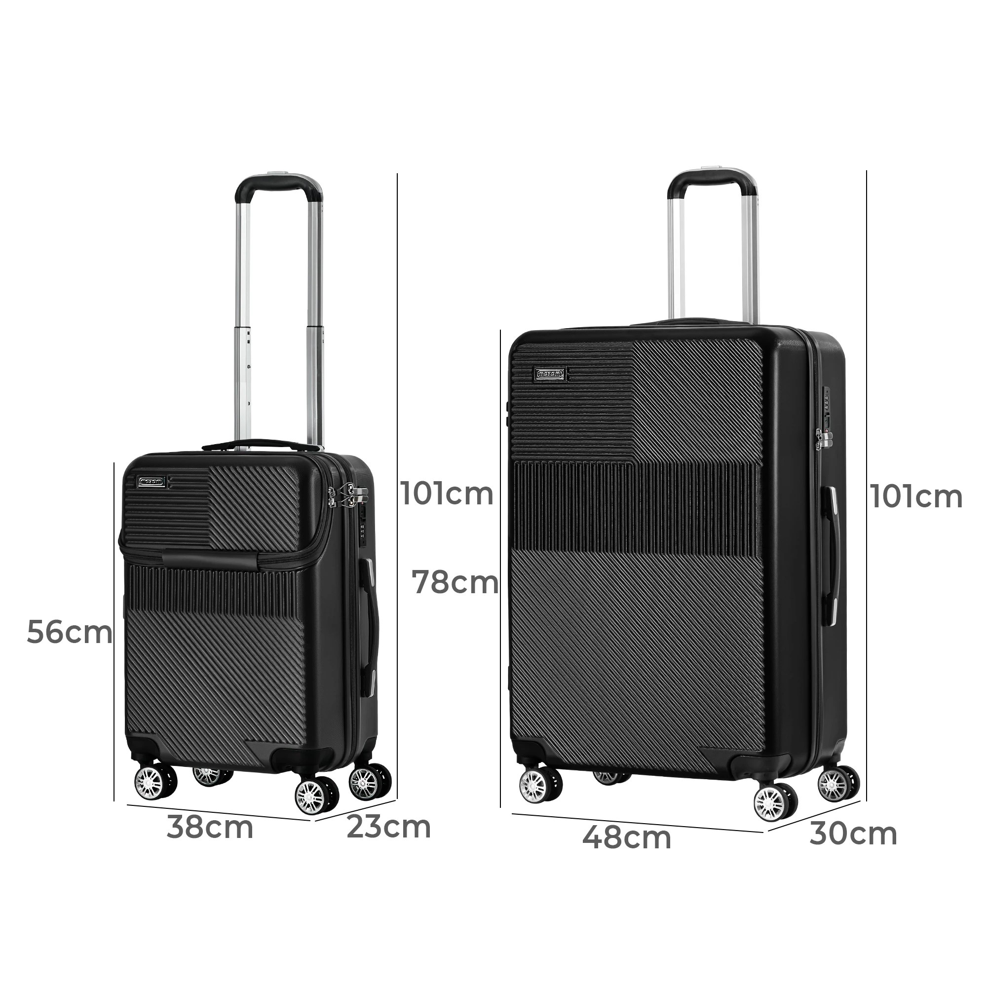 7 Mazam 2PCS Luggage Suitcase Trolley Set TSA Carry On Hard Case - Black, 7 of 9