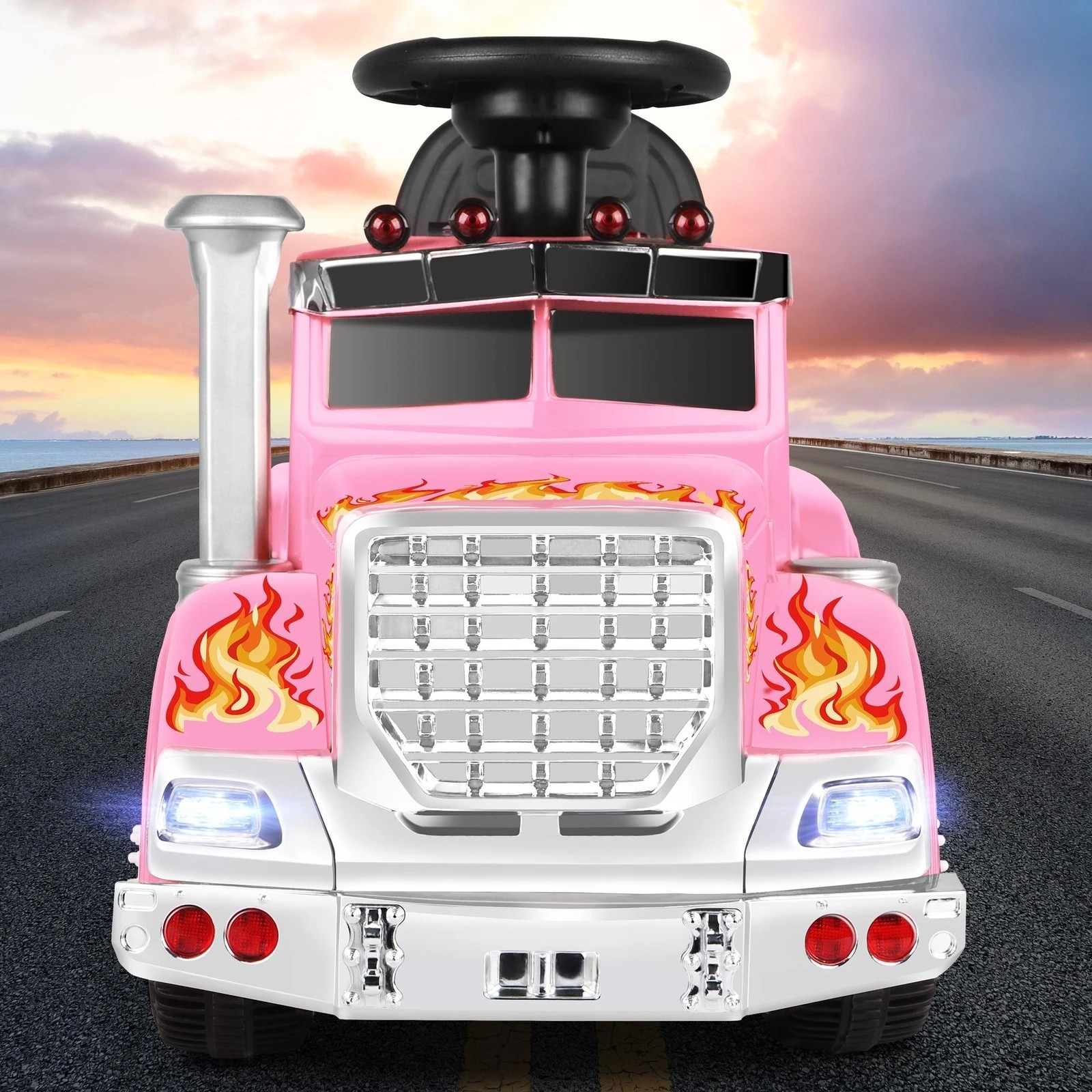 9 Alfordson Kids Ride On Car Electric Toy Truck 25W Motor w/ LED Lights - Pink, 9 of 9