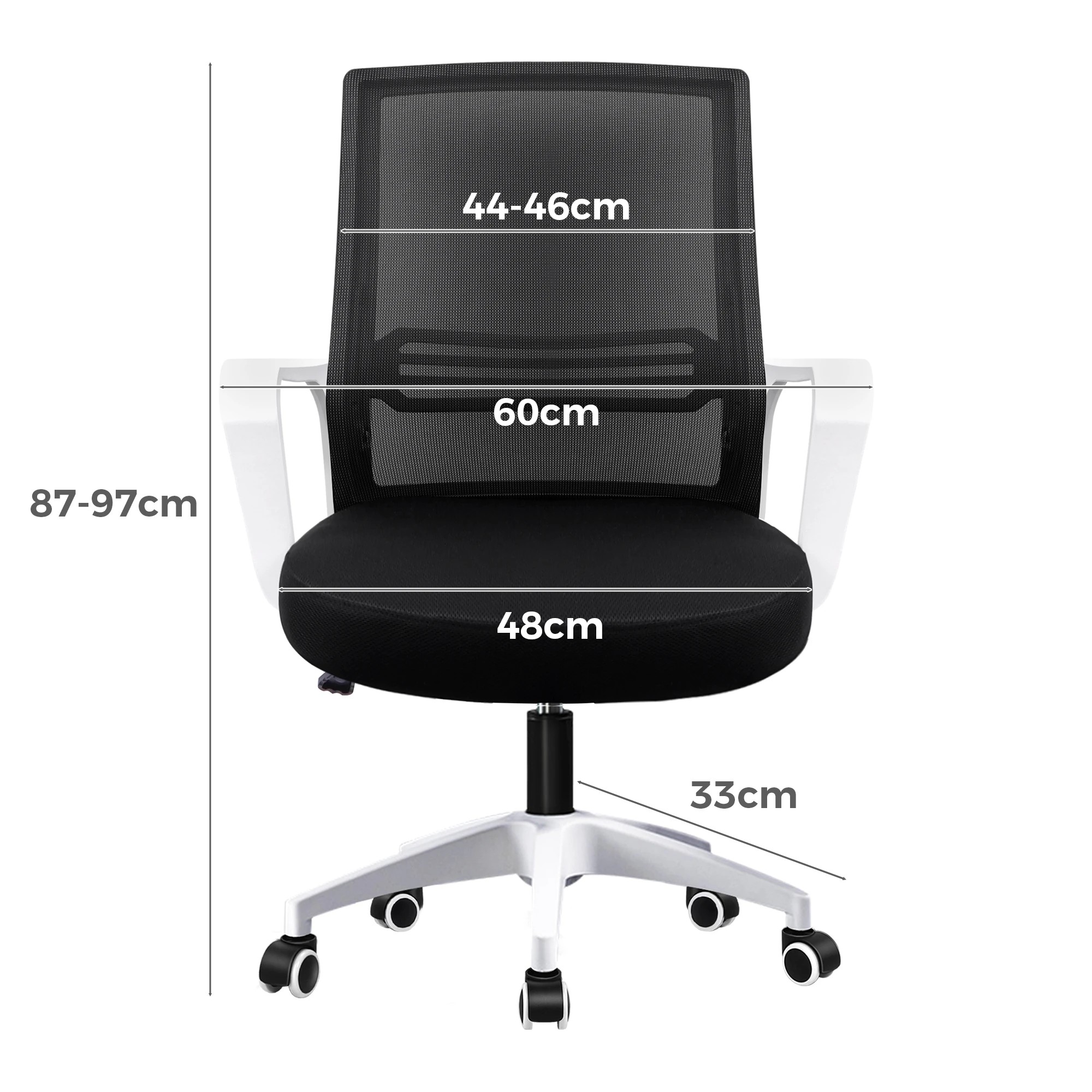 5 Alfordson Mesh Office Chair Executive Computer Seat Work Gaming Racing Study - White Black, 5 of 10