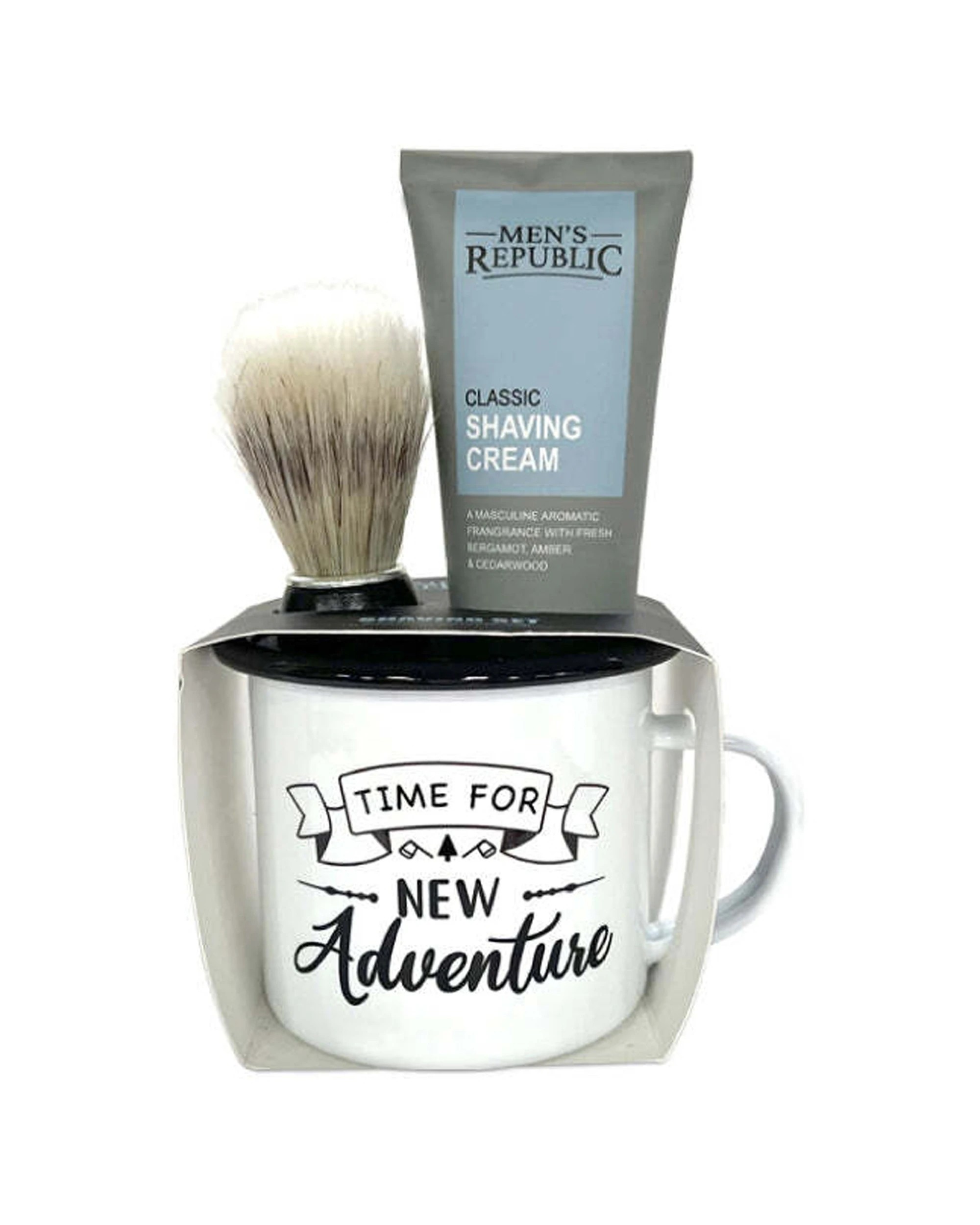 1 Mens Republic Mug With Shaving And Beard Brush Set Complete Grooming Kit 75Ml Aromatic Shave Beard Brush Enamel Mug, 1 of 4