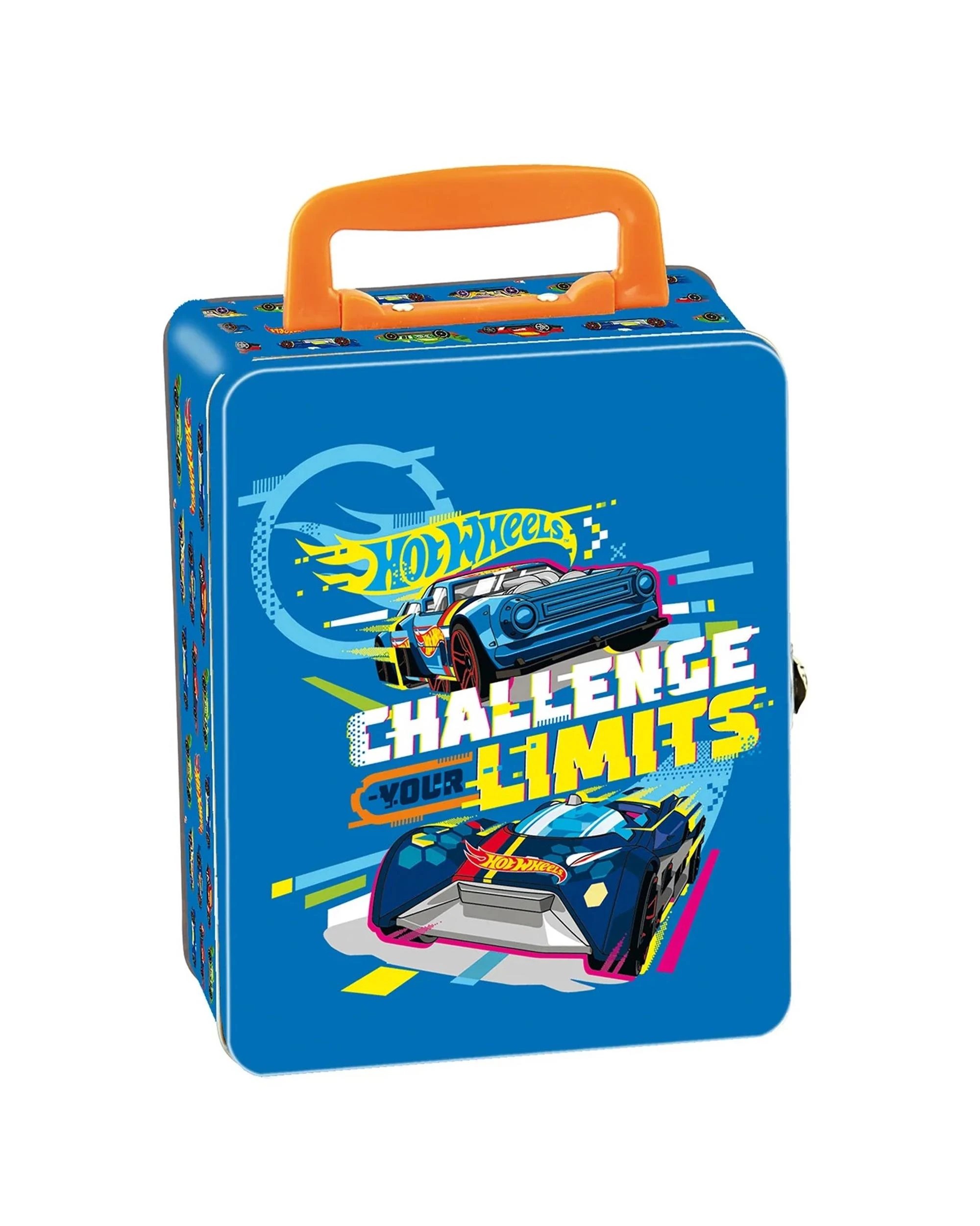 1 Theo Klein Hot Wheels Collector's Case Tin for 18 Cars - Blue, 1 of 5