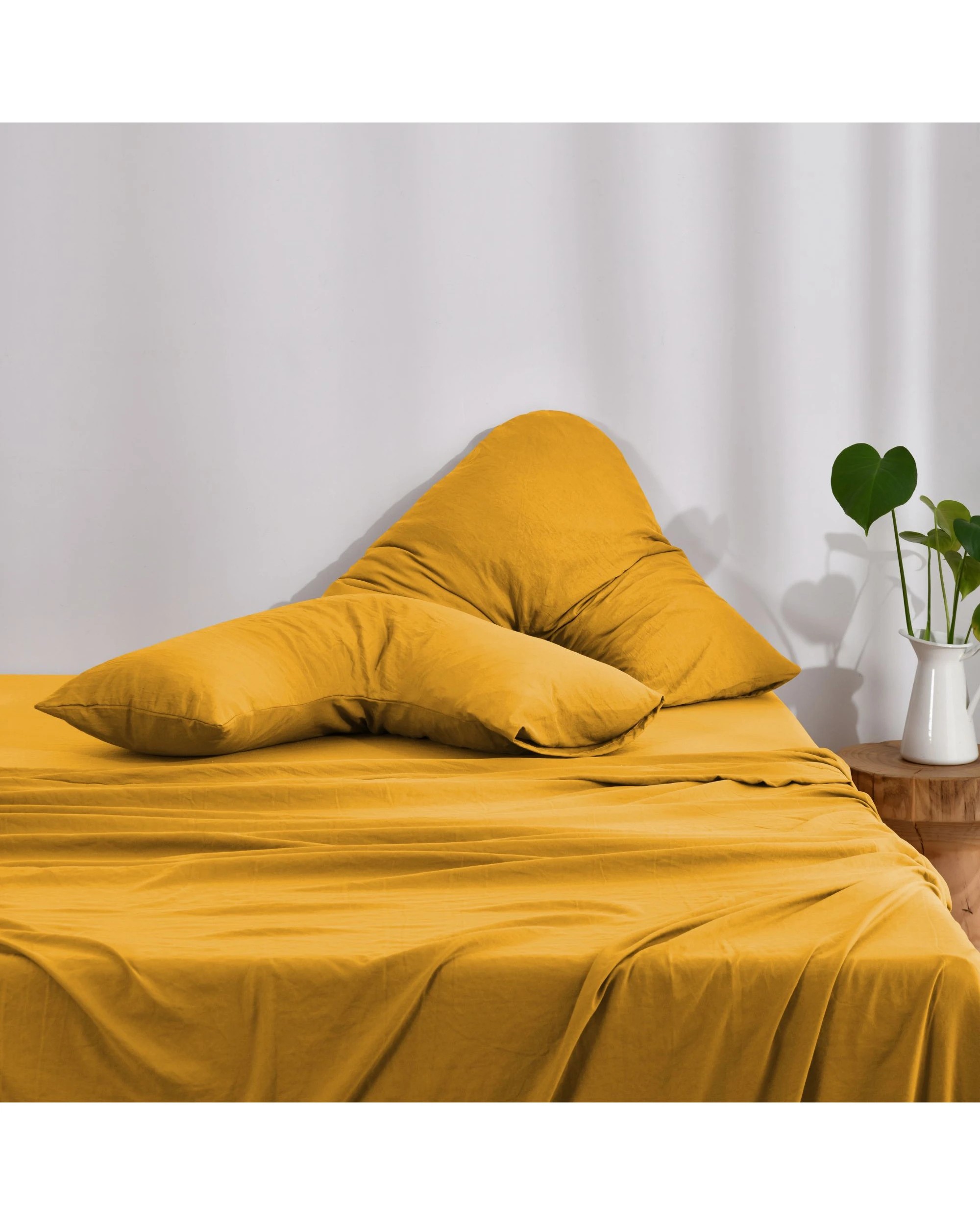 2 Dreamaker Superfine Washed Microfibre V-Shape Pillowcase Twin Pack - Mustard, 2 of 6