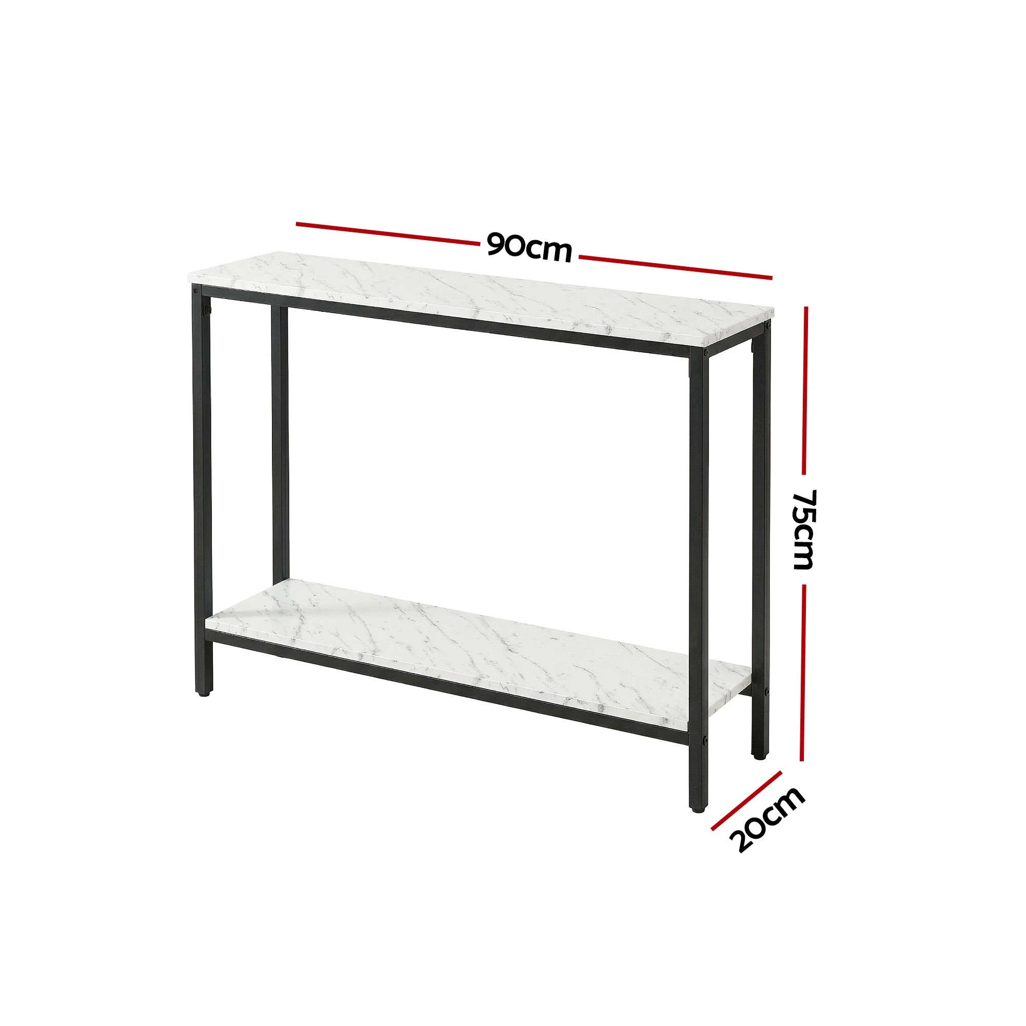 3 Artiss Console Table Entryway Hallway Display Desk Marble Effect 90CM - Black, 3 of 10