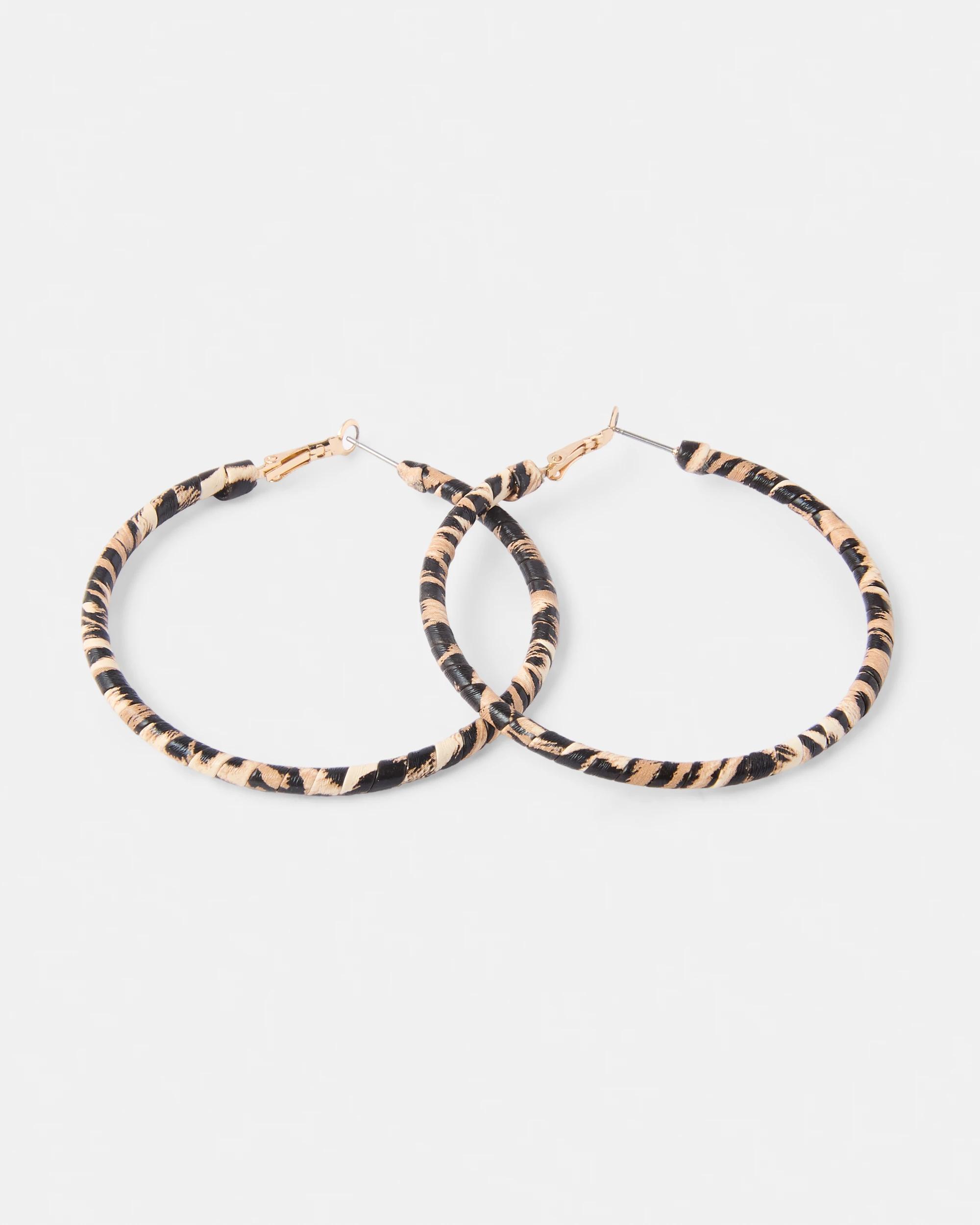 2 Oversize Leopard Hoop Earrings - Brown Brown, 2 of 4
