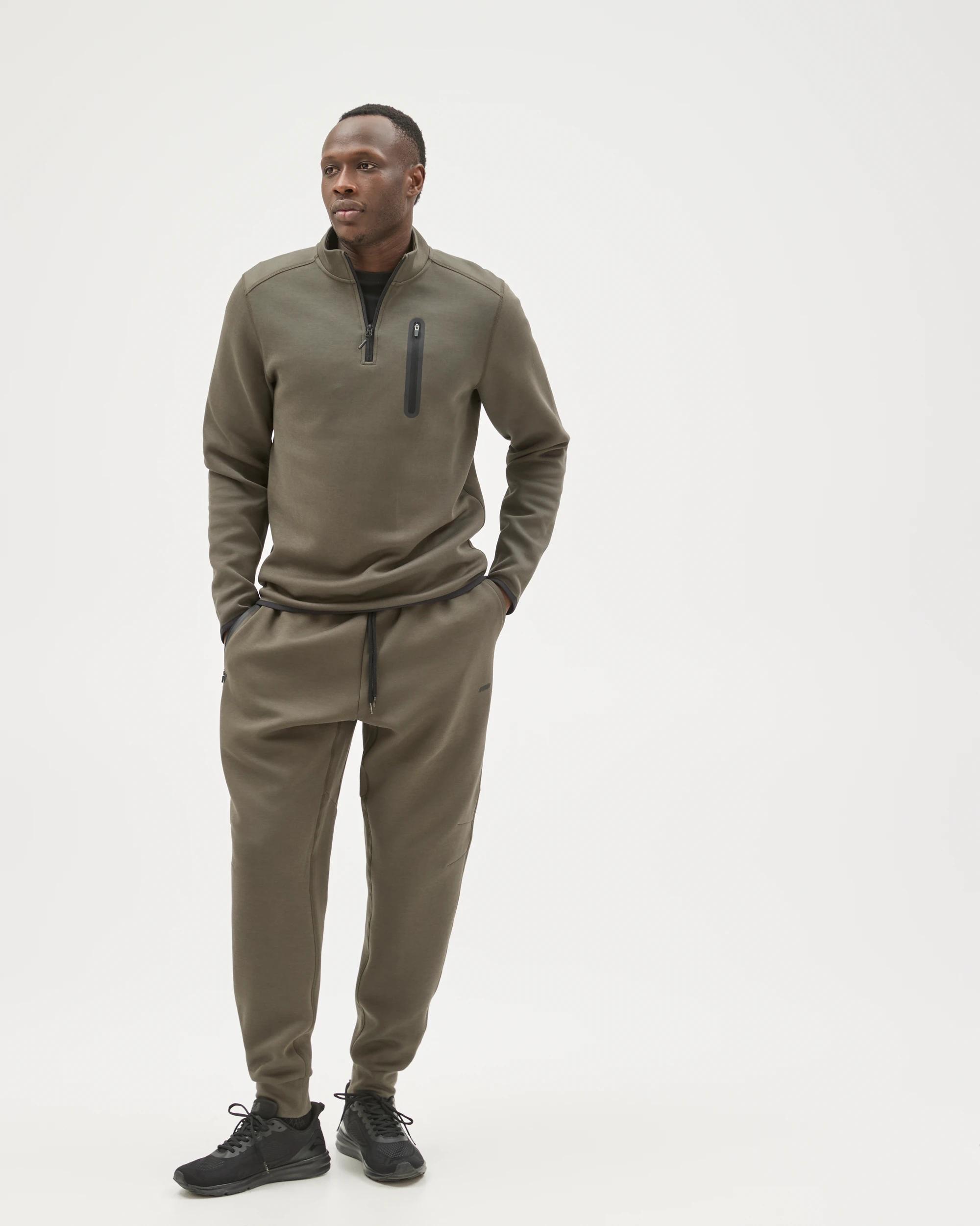 1 Target Active Australian Cotton Blend Tech Quarter Zip Jumper KHAKI, 1 of 6