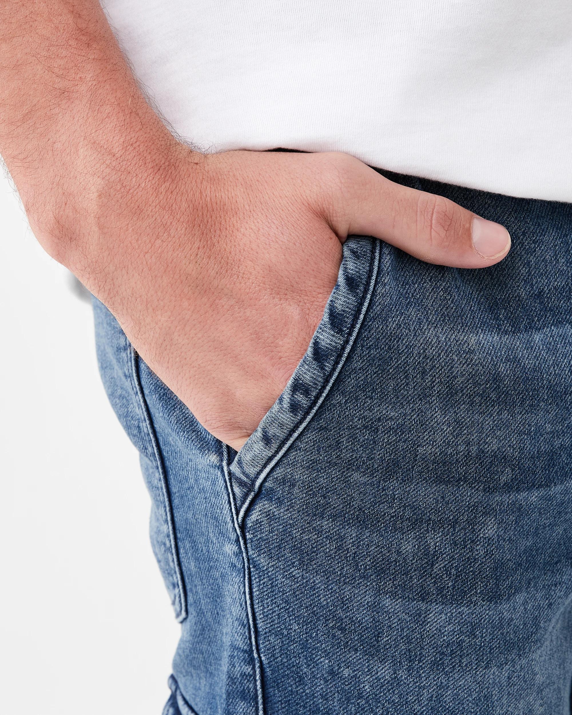 5 Cuffed Denim Joggers Dark Wash, 5 of 7