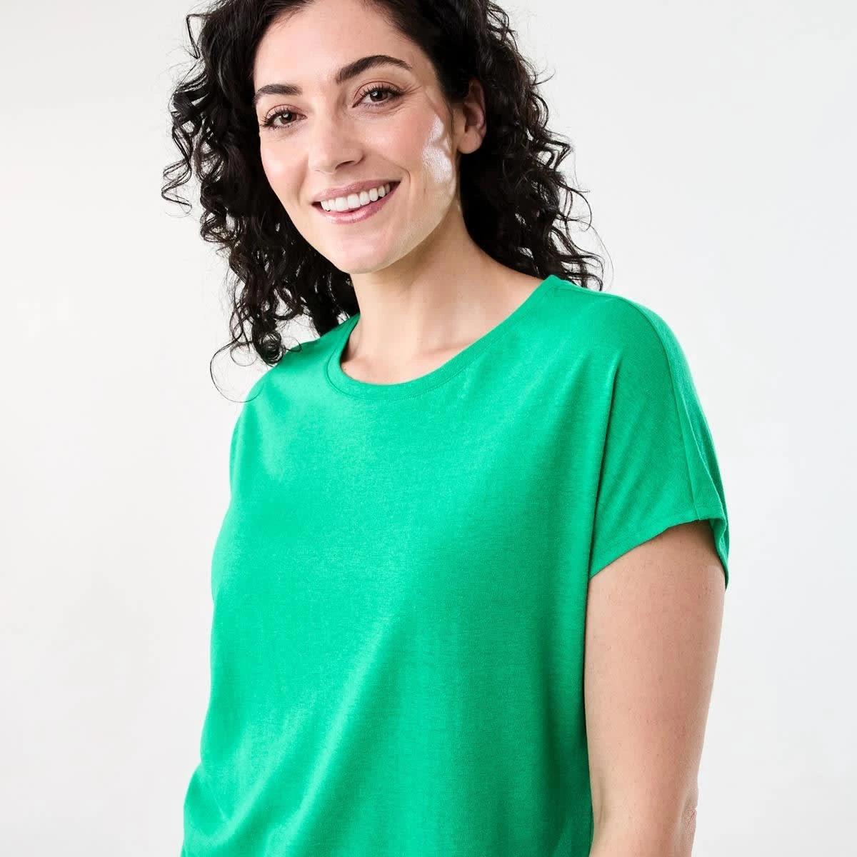 4 Short Sleeve Linen Blend Extended Sleeve Top SIMPLY GREEN, 4 of 6