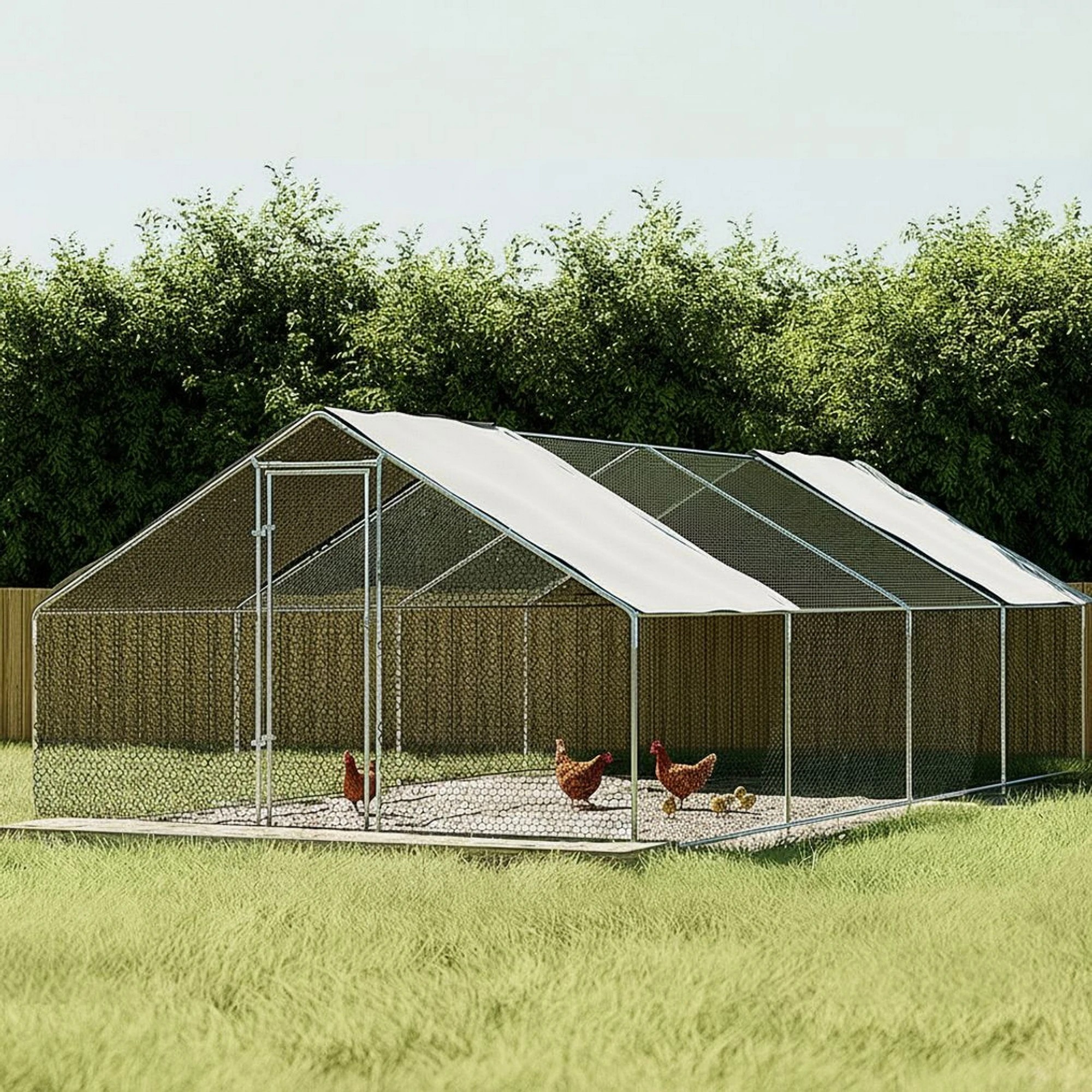 2 i.Pet Chicken Coop Cage Run Rabbit Hutch Large Walk in - Silver, 2 of 7