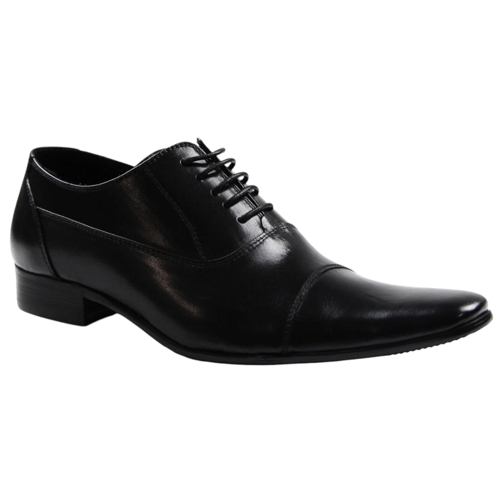 1 Zasel Mens Julian Leather Lace Up Work Formal Shoes BLACK, 1 of 3