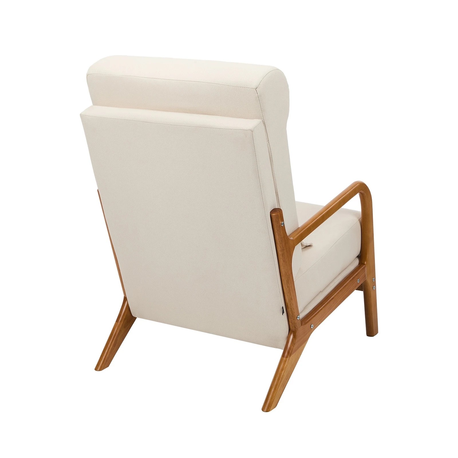 6 Oikiture 2x Armchair Linen Fabric Lounge Chair with Lumbar Pillow - Beige, 6 of 7