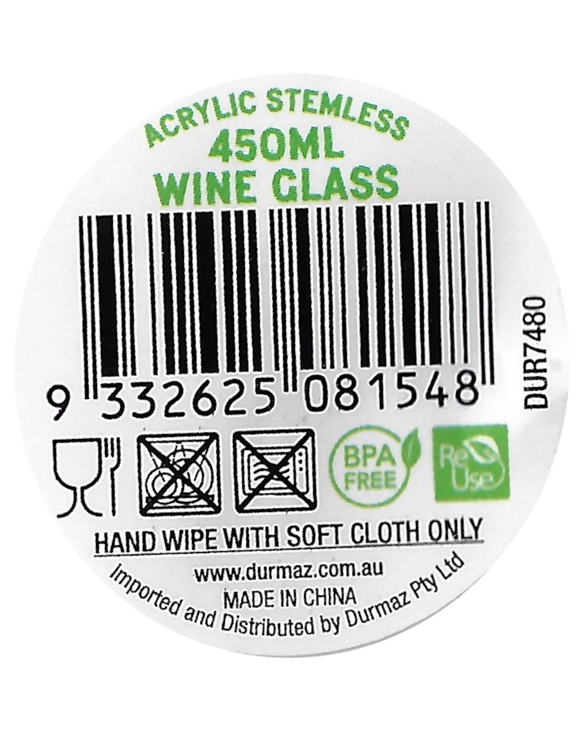 3 Spice Kitchen Acrylic Stemless Wine Glass 450ml - Clear, 3 of 3