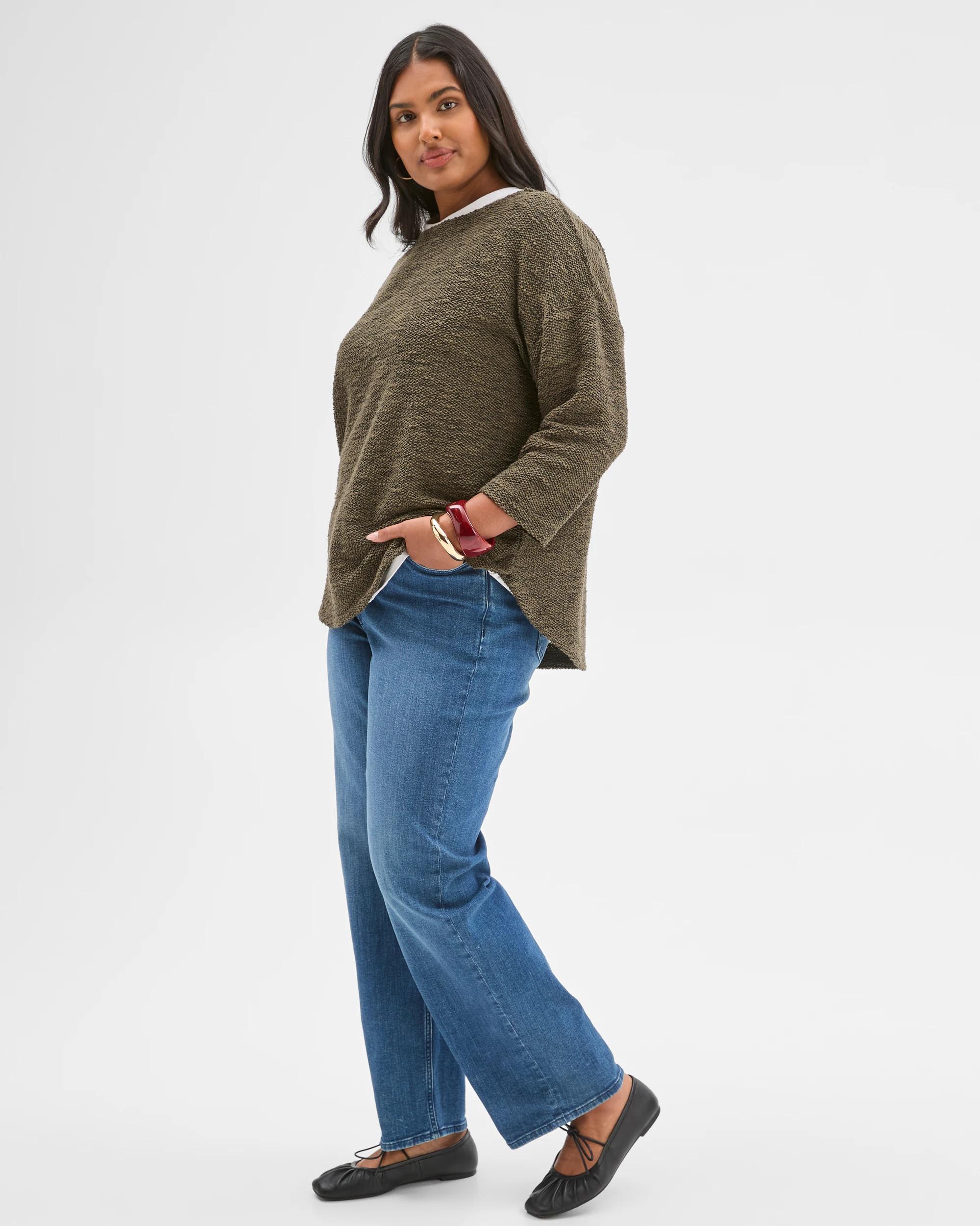 3 Target Curve Plus Size Australian Cotton Blend Curved Hem Textured Top OREGANO, 3 of 6