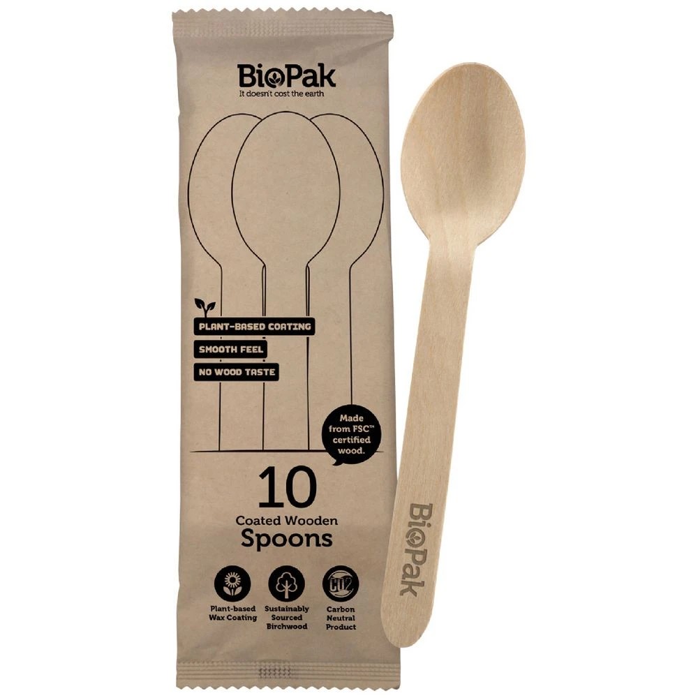 Biopak 16cm Wooden Spoons 10 Pack - Kmart