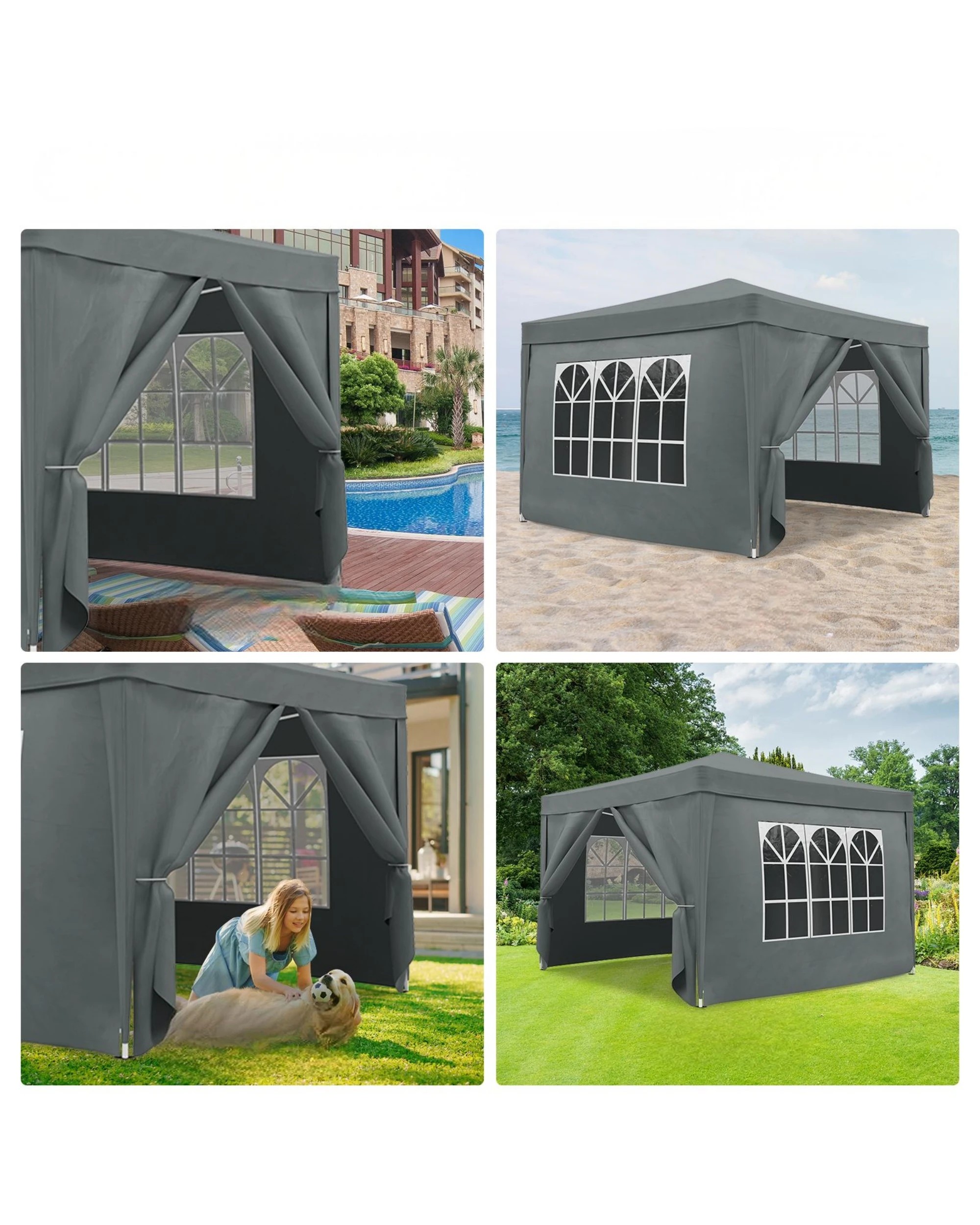 4 Advwin 3x3m Portable Pop Up Canopy with 4 Sidewalls, 4 of 8