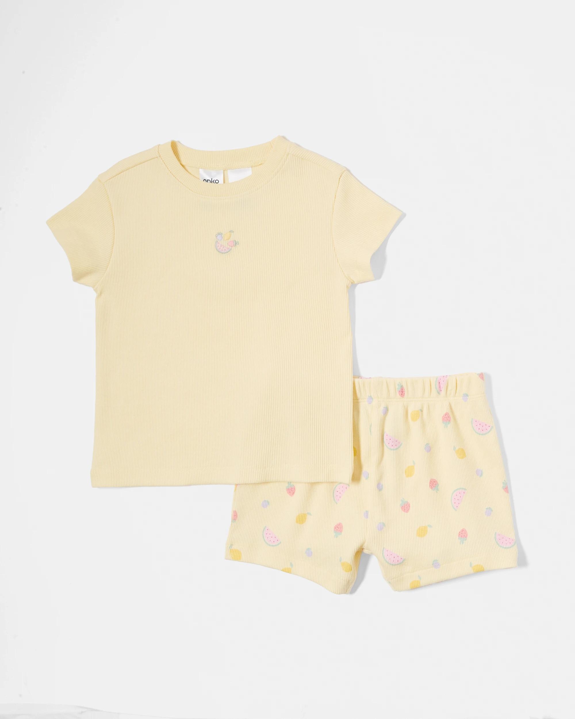 1 Short Sleeve Pyjama Set Ylw Fruit, 1 of 4
