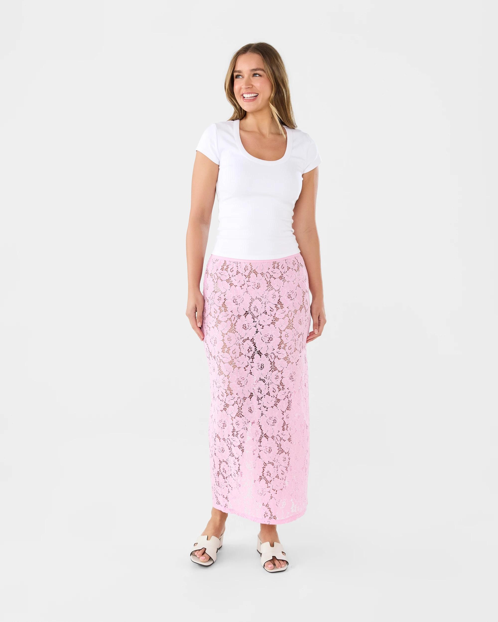 7 Lace Maxi Skirt Beg Pink, 7 of 7