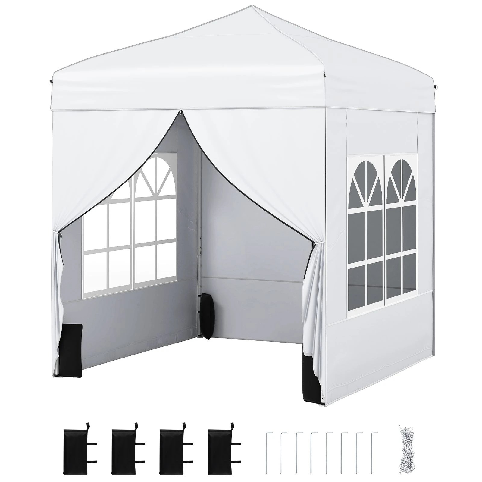 1 Costway 2x2M Pop up Canopy Tent Gazebo w/4 Sidewall - White, 1 of 3