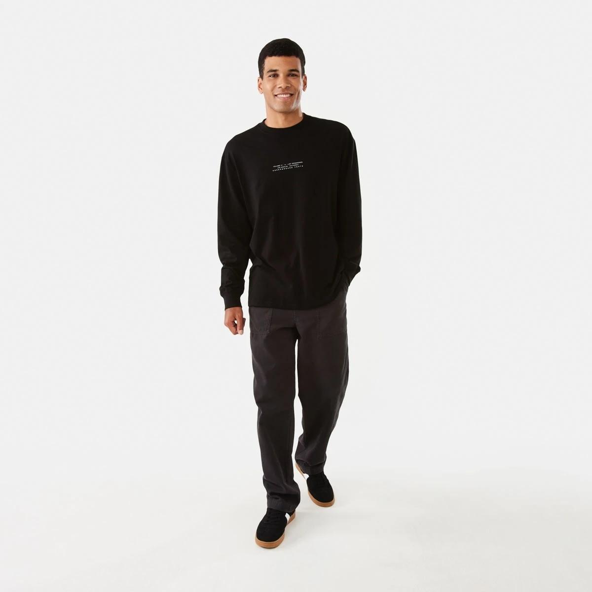 2 Long Sleeve Oversized Graphic T-shirt Black, 2 of 7