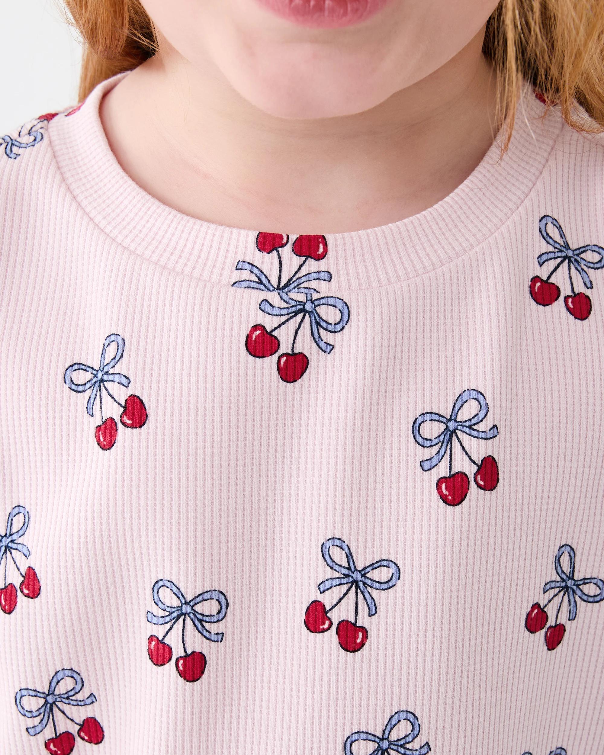 4 Waffle Pyjama Set Pnk Cherry, 4 of 7