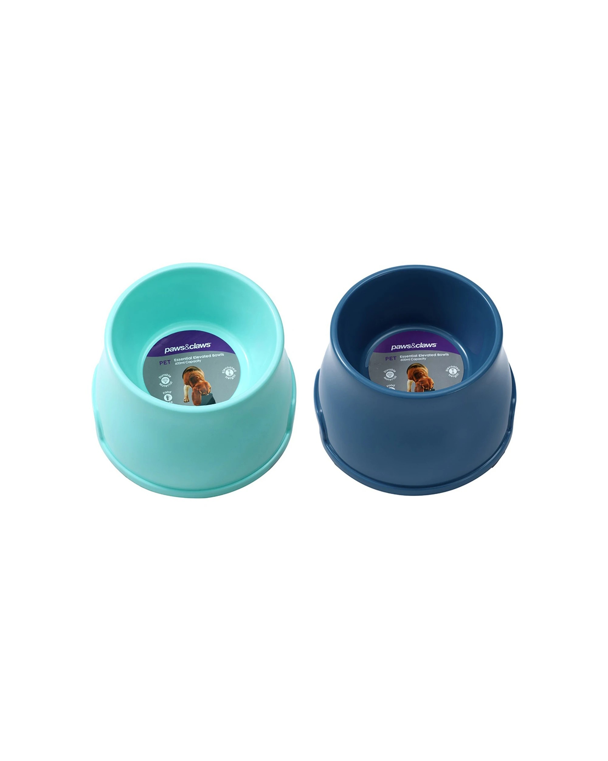 1 Paws And Claws 2pc 600ml Pet Essentials Elevated Bowl Medium 19x12cm - Multi, 1 of 7