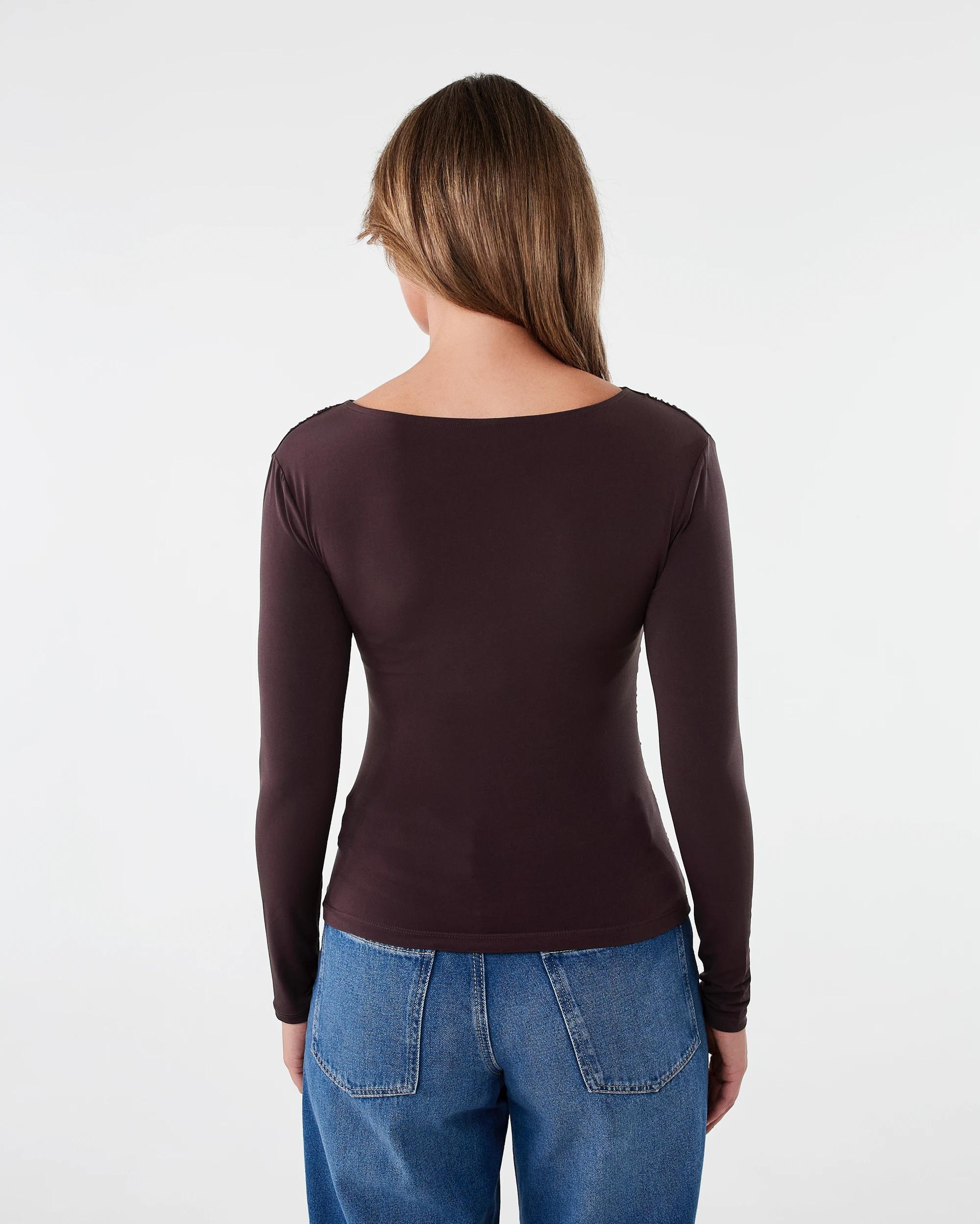 3 Long Sleeve Wrap Drape Top Fudge, 3 of 6