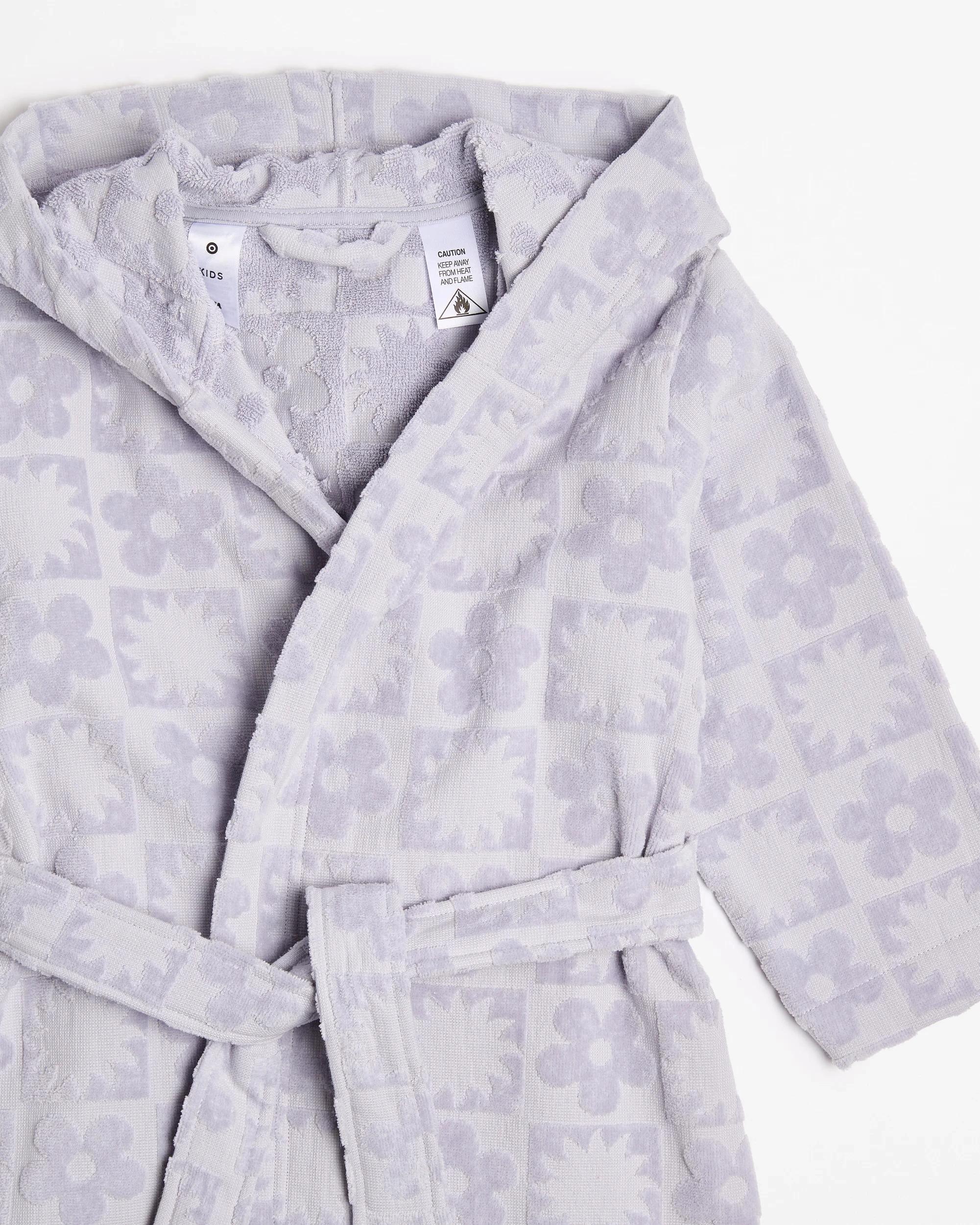 2 Target Kids Girls Towelling Hooded Dressing Gown PURPLE TILE, 2 of 4