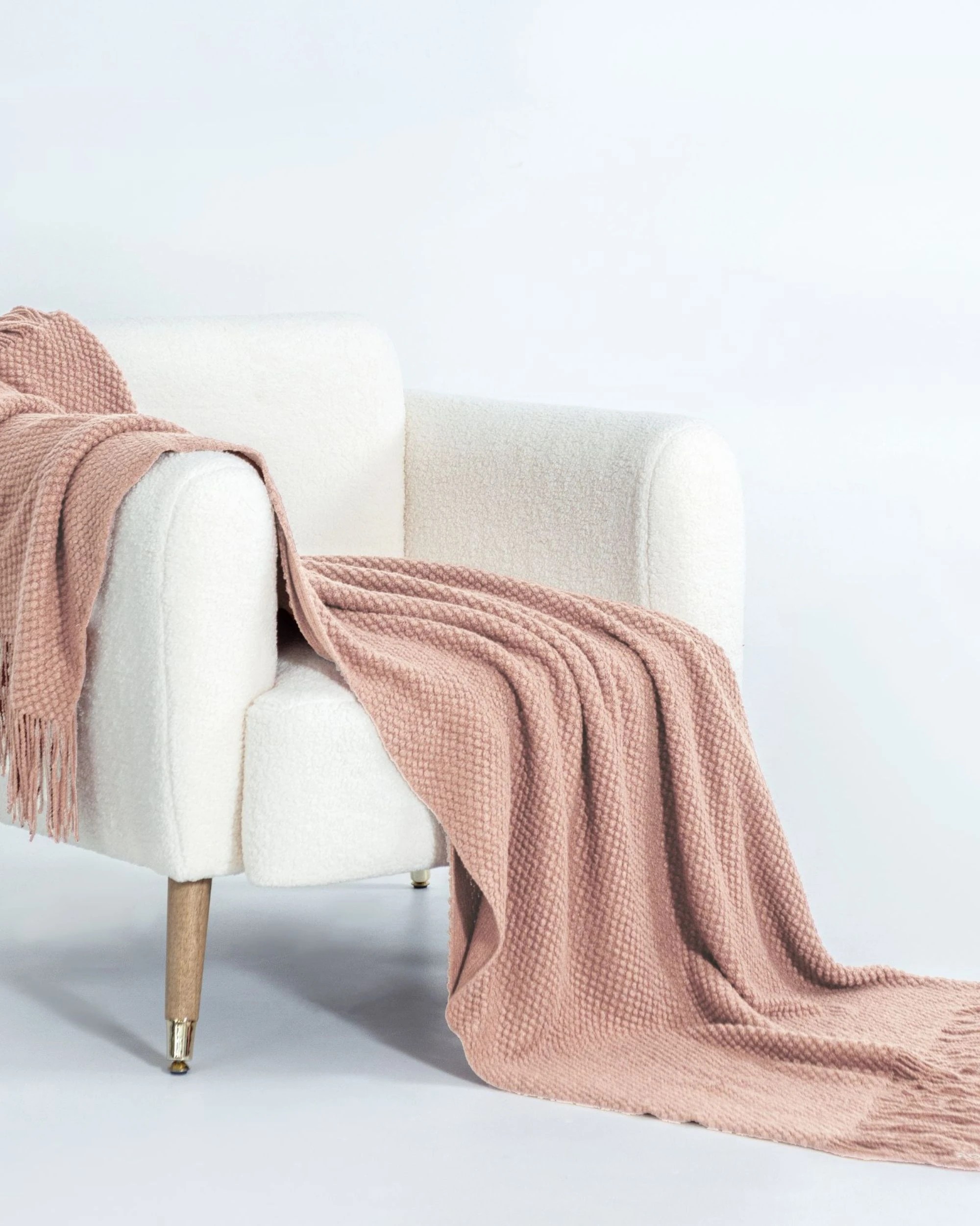 2 Gioia Casa Micro Plush Knitted Throw Blanket Soft Warm Lightweight - Pink, 2 of 7
