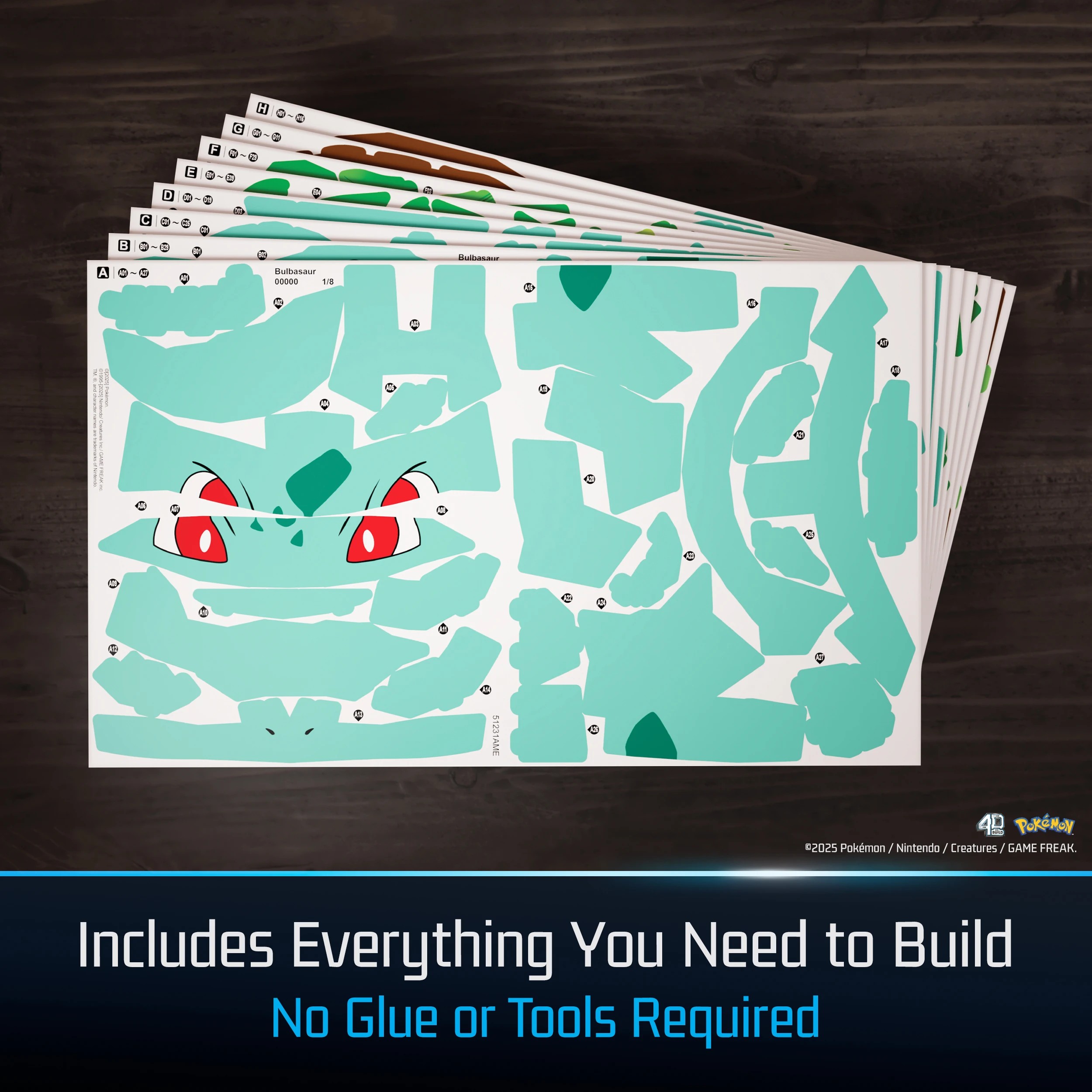 5 Pokemon 4D Build Bulbasaur 3D Puzzle Model Kit, 5 of 8