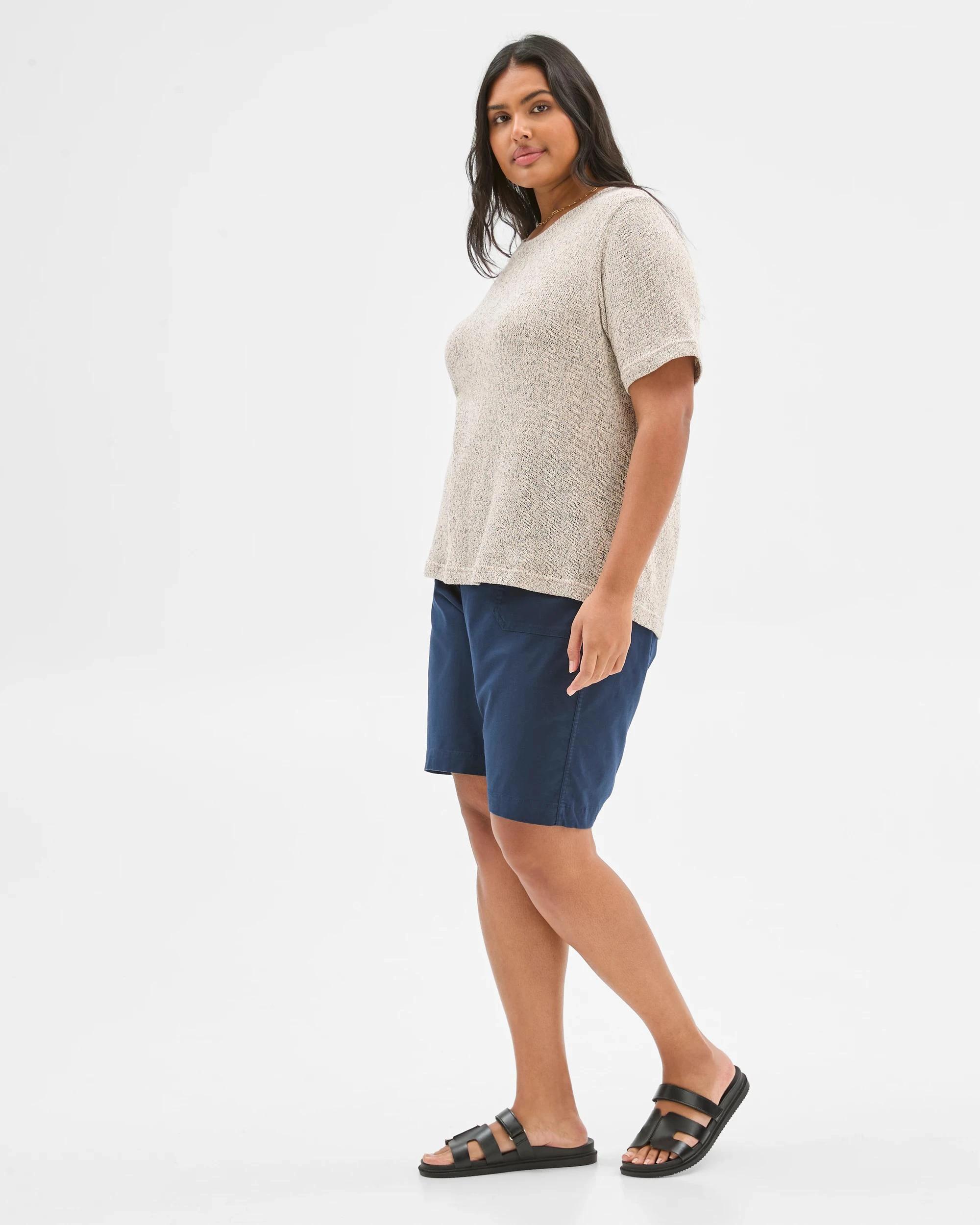 3 Target Plus Size Australian Cotton Blend Textured T-Shirt OATMEAL MARLE, 3 of 5