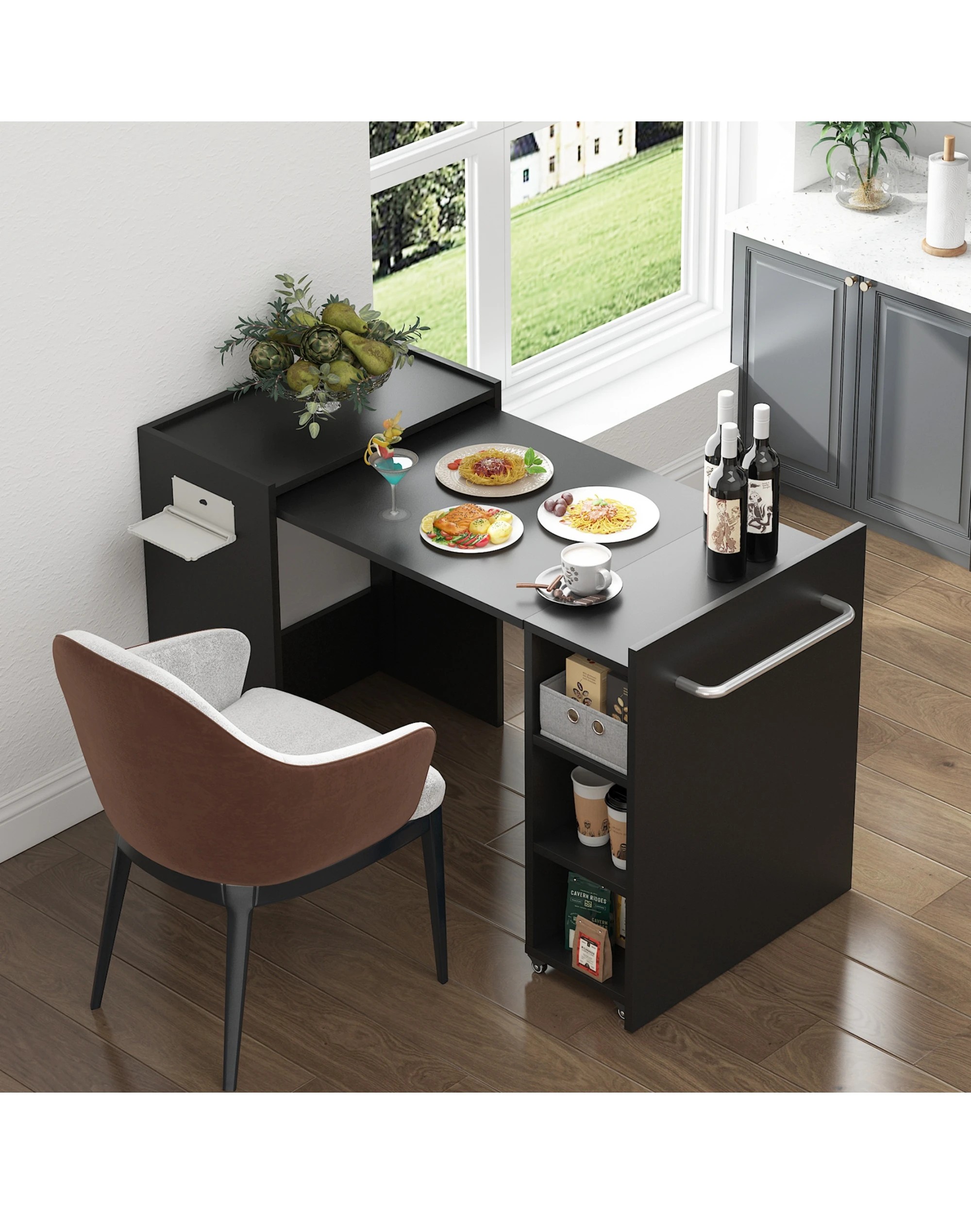 2 Advwin Computer Desk Folding Sewing Table - Black, 2 of 7