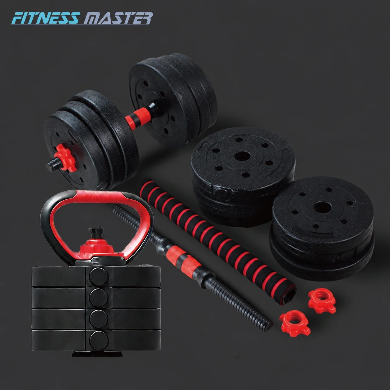9 Fitness Master 20kg 7in1 Adjustable Dumbbell Barbell Kettlebell Set Home Gym, 9 of 10