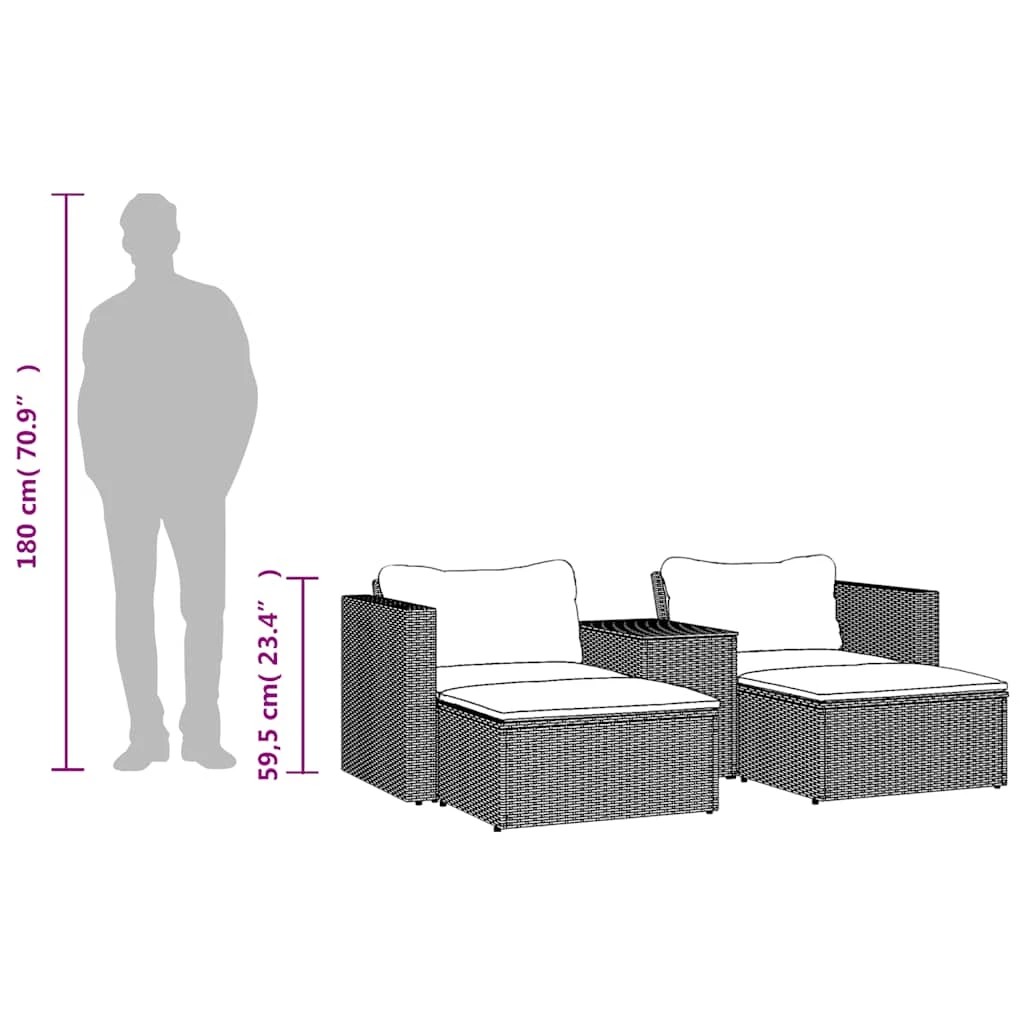 7 vidaXL Garden Sofa Set Poly Rattan - Black, 7 of 8