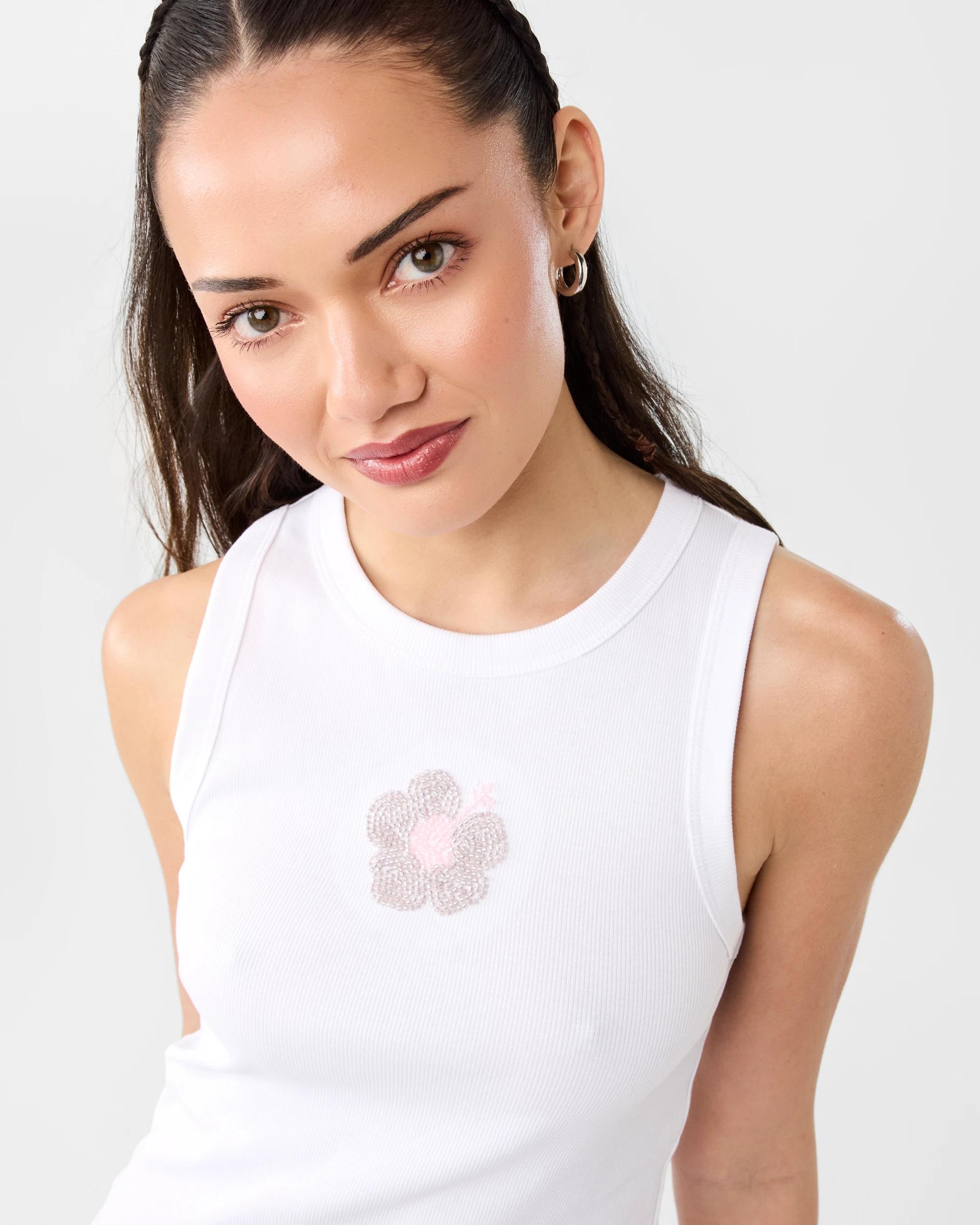 5 Sleeveless Bead Detail Tank Flower Gem, 5 of 6