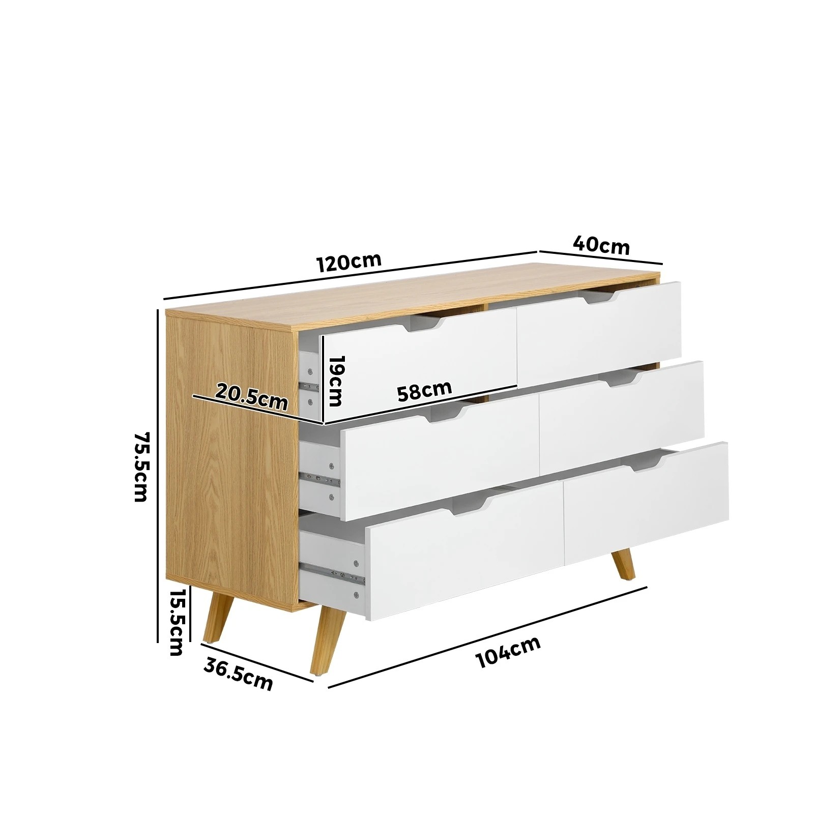 10 Oikiture 6 Chest Of Drawers Lowboy Dresser Storage Cabinet Bedroom
 - Multi, 10 of 10