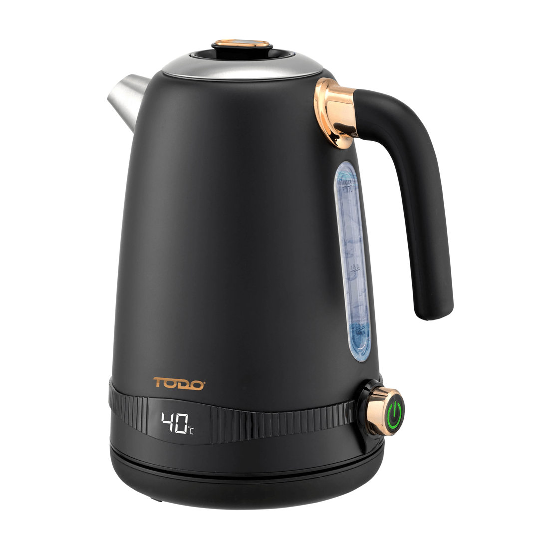 2 TODO 1.7L Stainless Steel Cordless Kettle Keep Warm Electric Led Water Jug - Black, 2 of 6