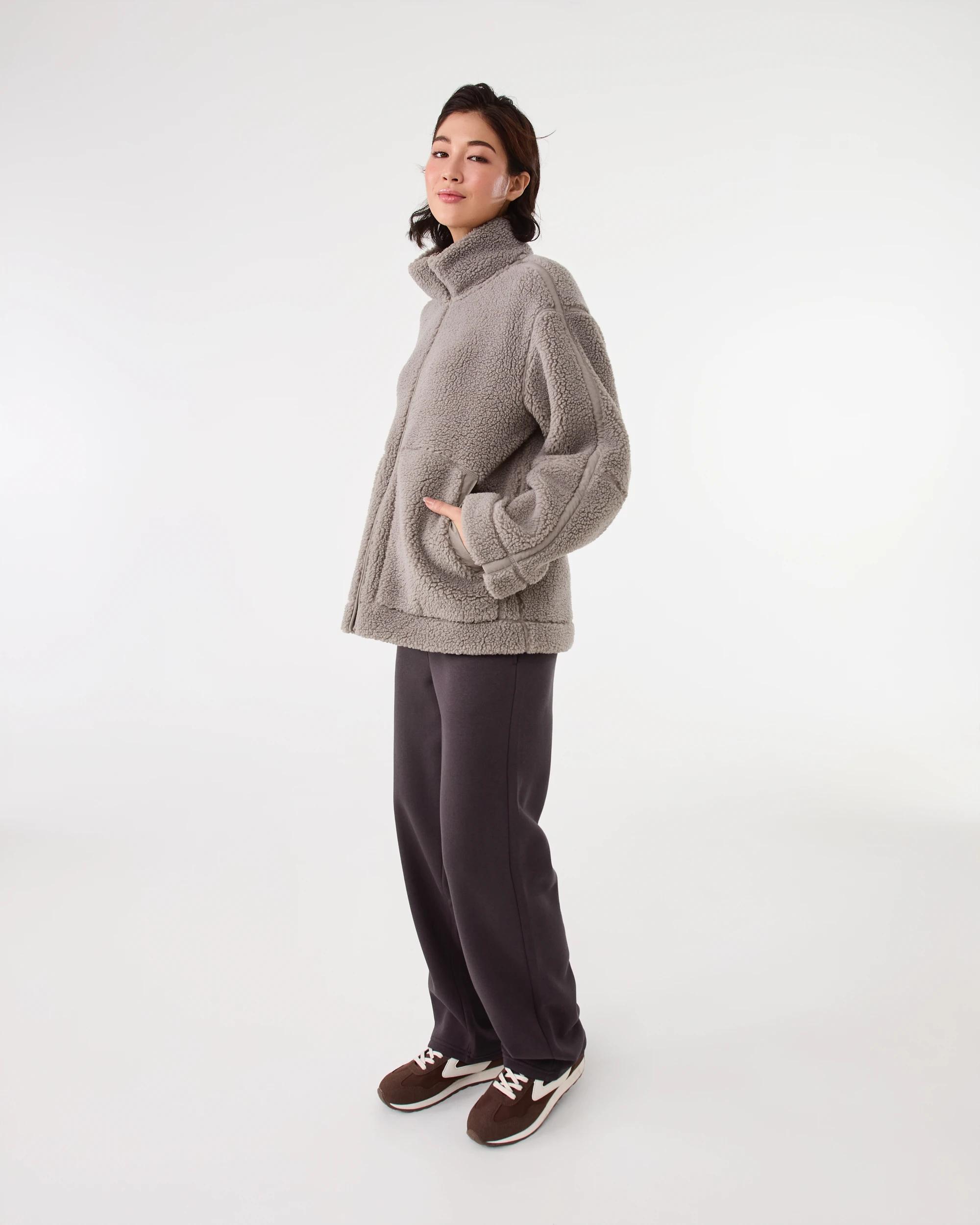 3 Active Womens Outdoor Sherpa Jacket Brn Drift, 3 of 10