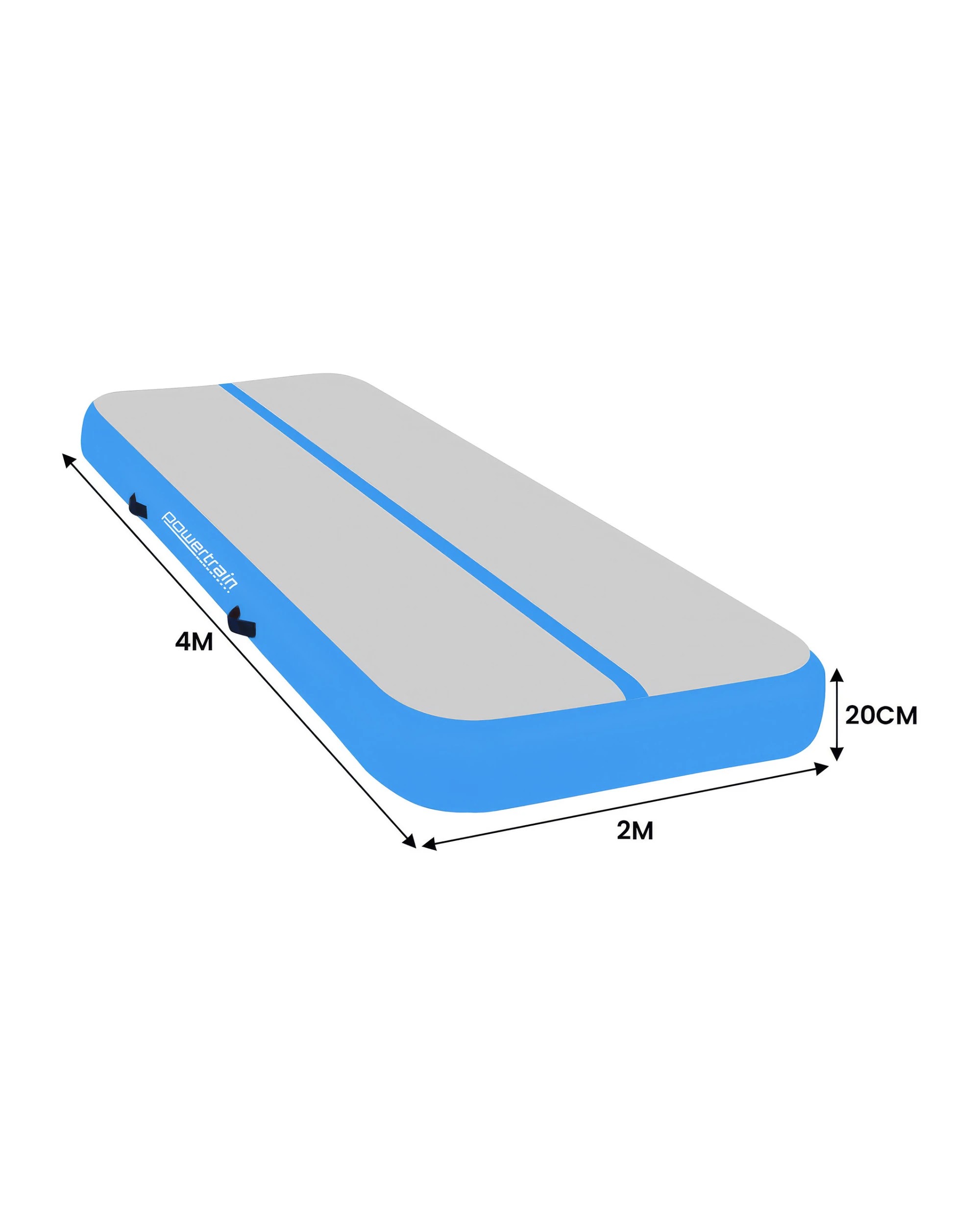 2 Powertrain 4M x 2M 20cm Air Track Gymnastics Tumbling Airtrack Exercise Yoga Mat Balance Beam Inflatable - Blue, 2 of 5