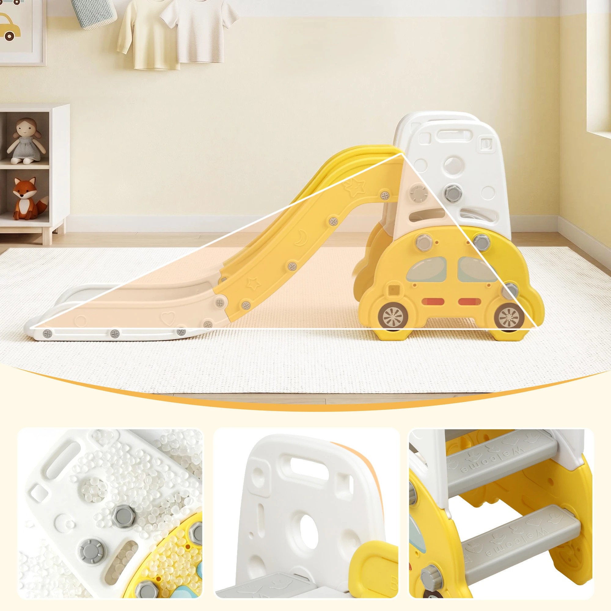 8 Keezi Kids Slide Set Toddler Playset - Yellow, 8 of 8
