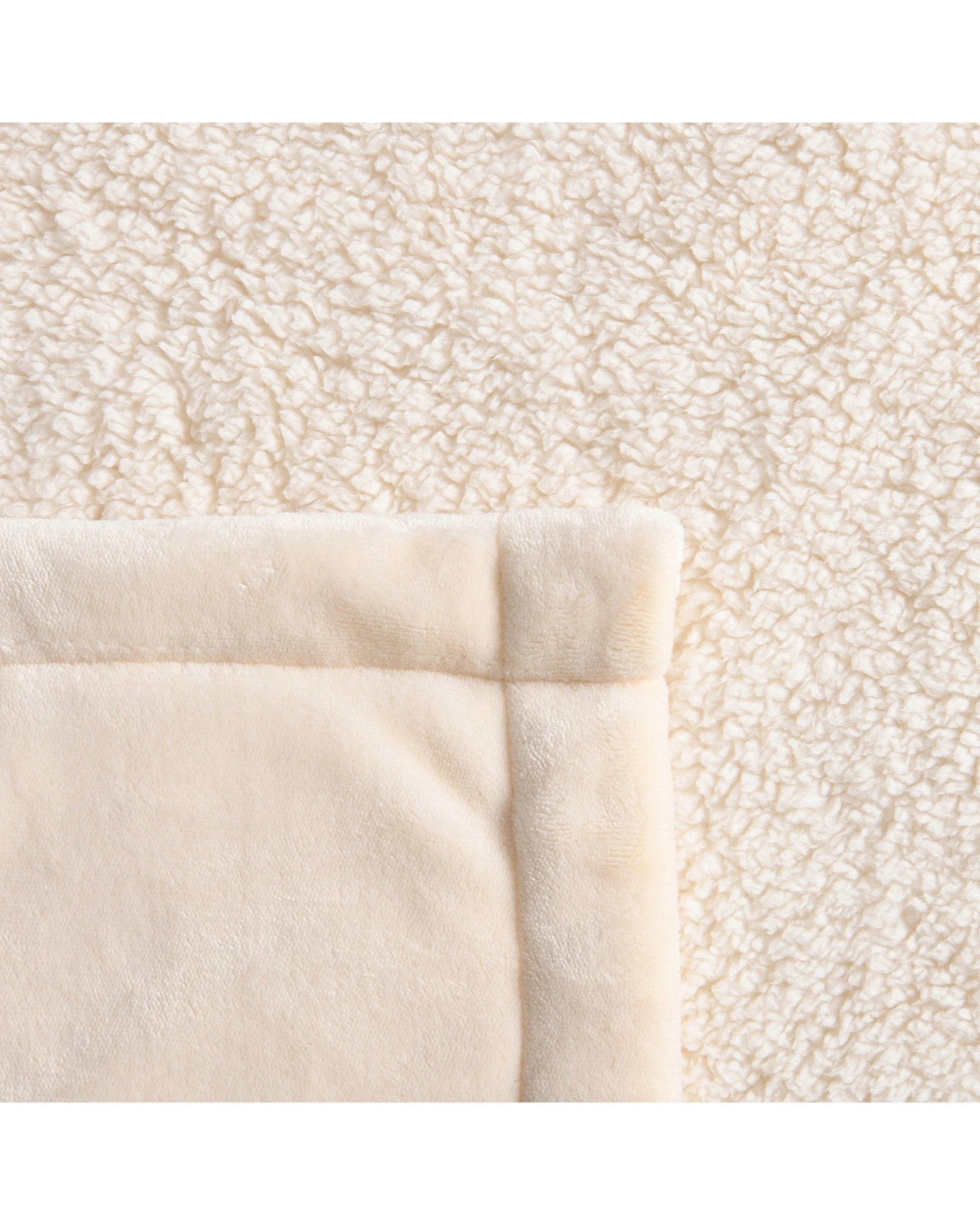 5 Serene Hudson Fleece and Sherpa Reverse Blanket 240x250cm (Queen/King Bed) - Cream, 5 of 6