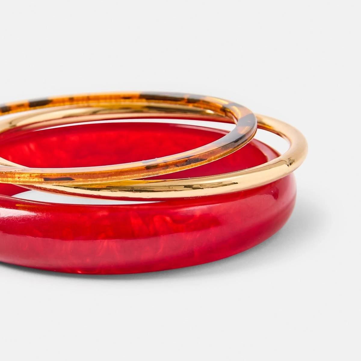 3 3 Pack Acrylic Bangles Red, 3 of 5