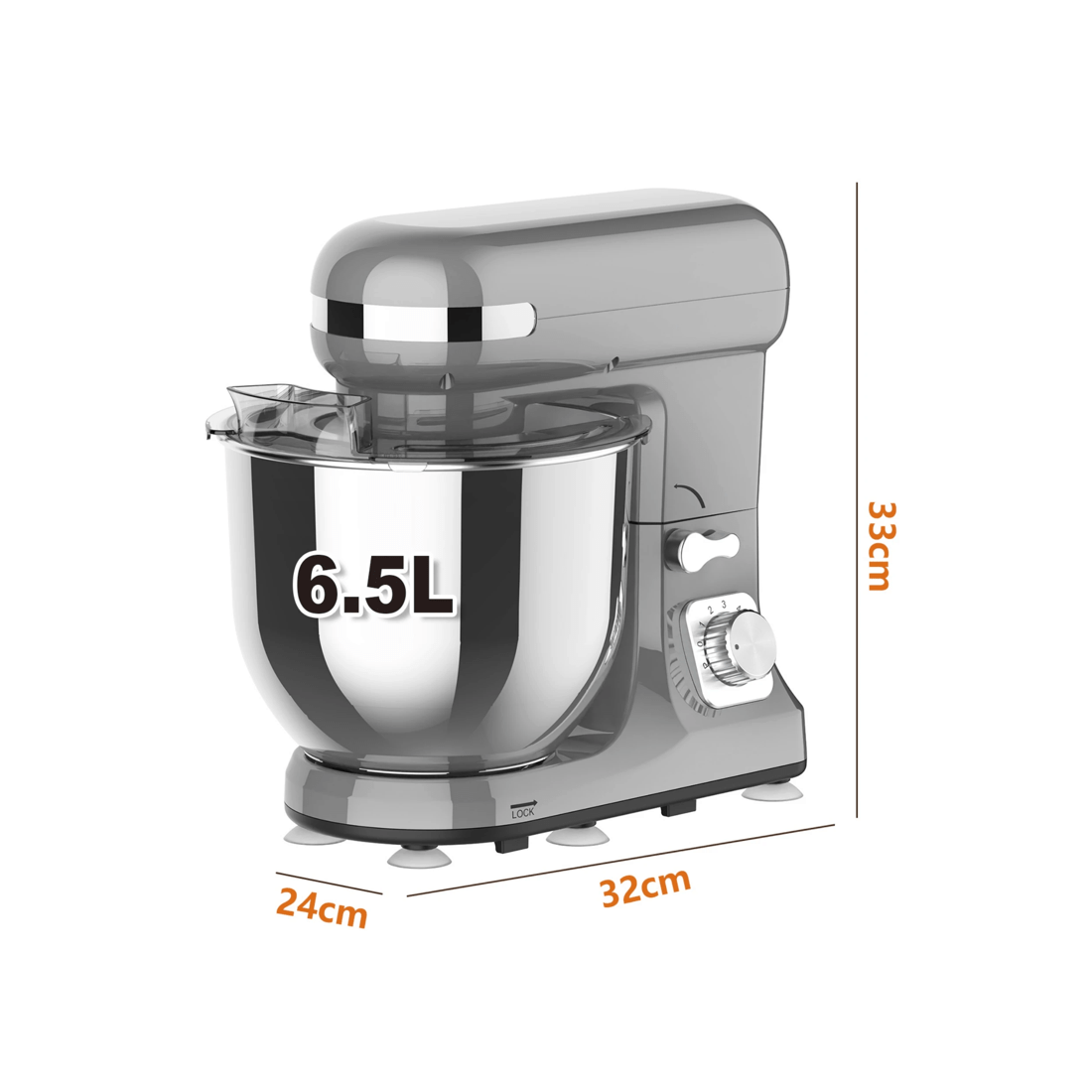 7 Advwin 1400w 6.5l Electric Stand Mixer Grey, 7 of 7