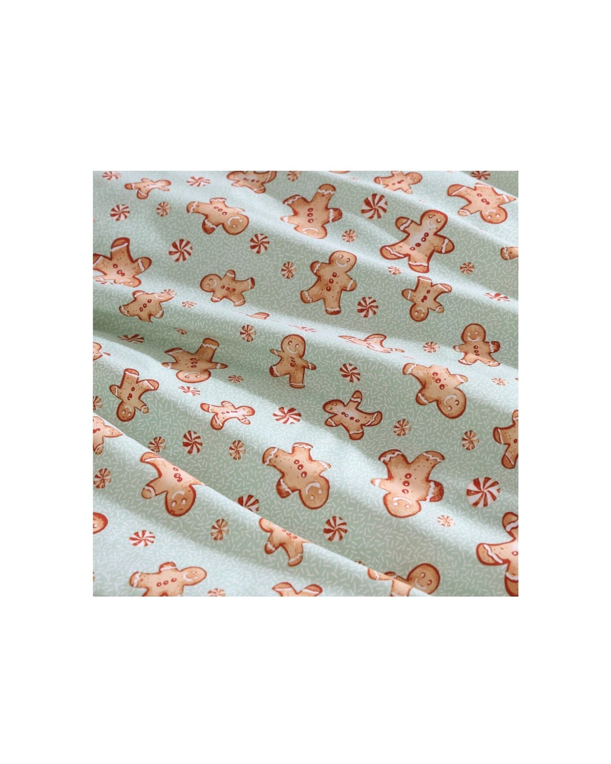 3 Ardor Festive Gingerbread Man Quilt Duvet Cover Set Christmas Double - Green, 3 of 3
