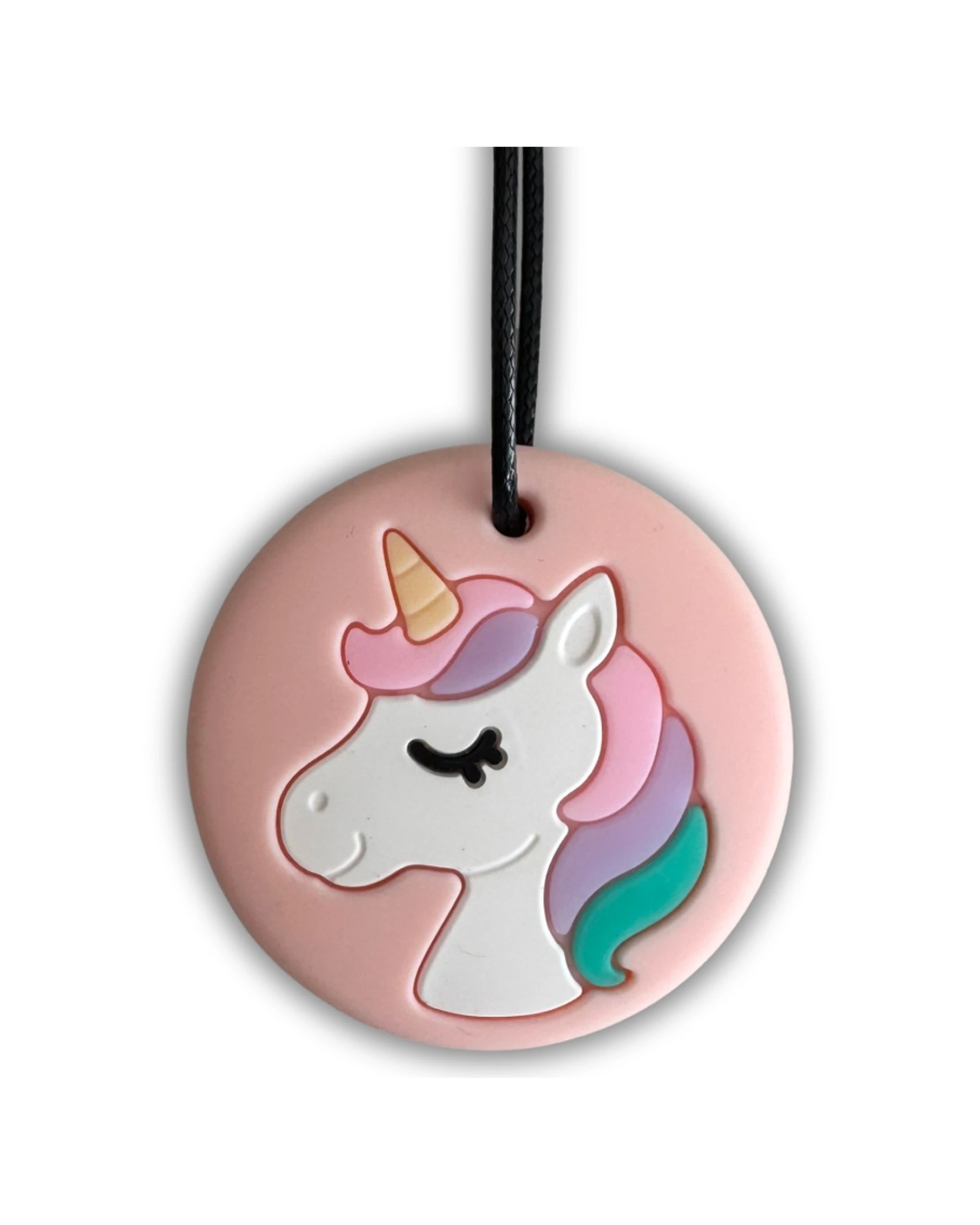1 Jellystone Designs Kids Unicorn Sensory Pendant Medium Chew Necklace Peach - Multi, 1 of 1